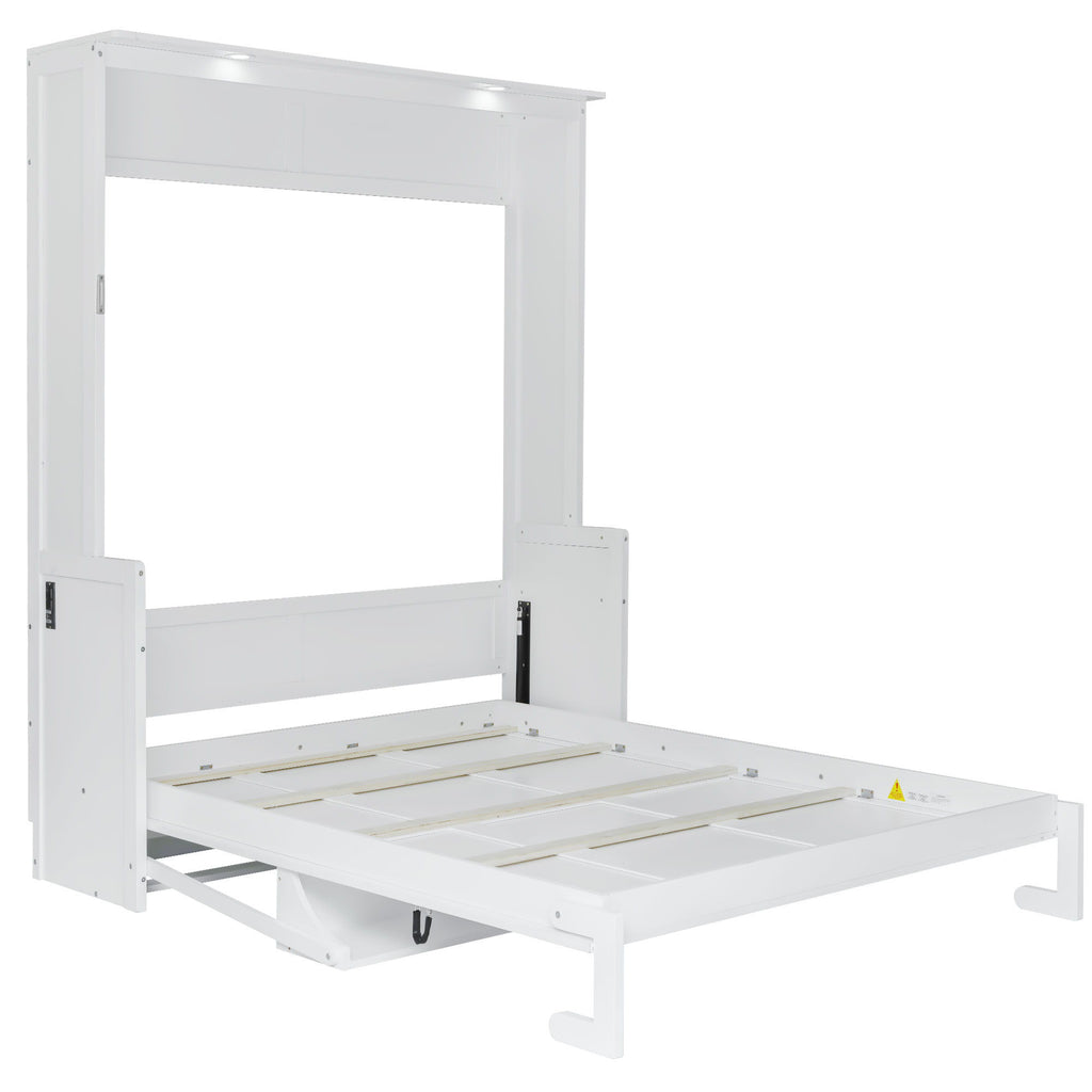 Murphy Bed With Desk, LED Lights And USB Charging Station