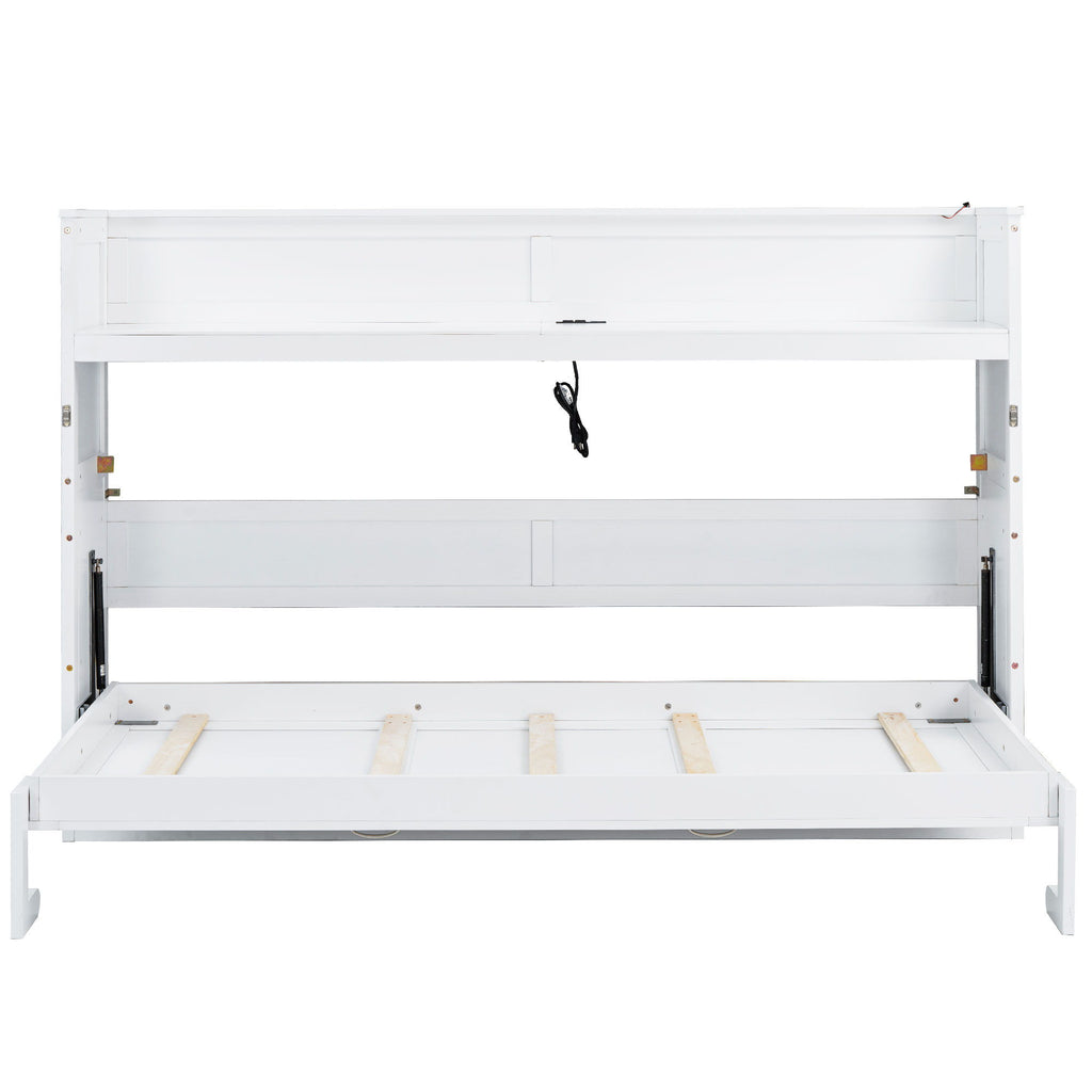 Murphy Bed With Desk, LED Light And USB Charging Station