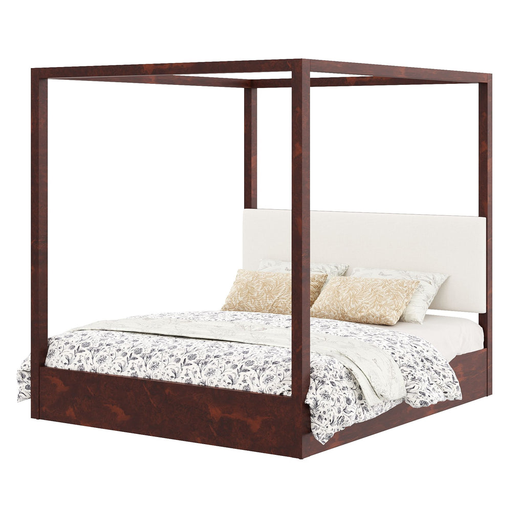 Canopy Platform Bed With Upholstered Headboard