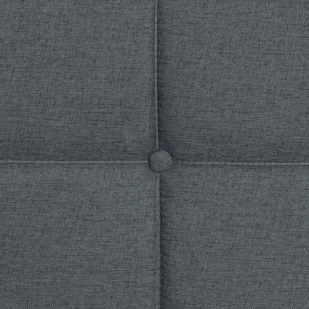 Queen Size Upholstered Platform Bed Frame With Button Tufted Linen Fabric Headboard - Dark Gray