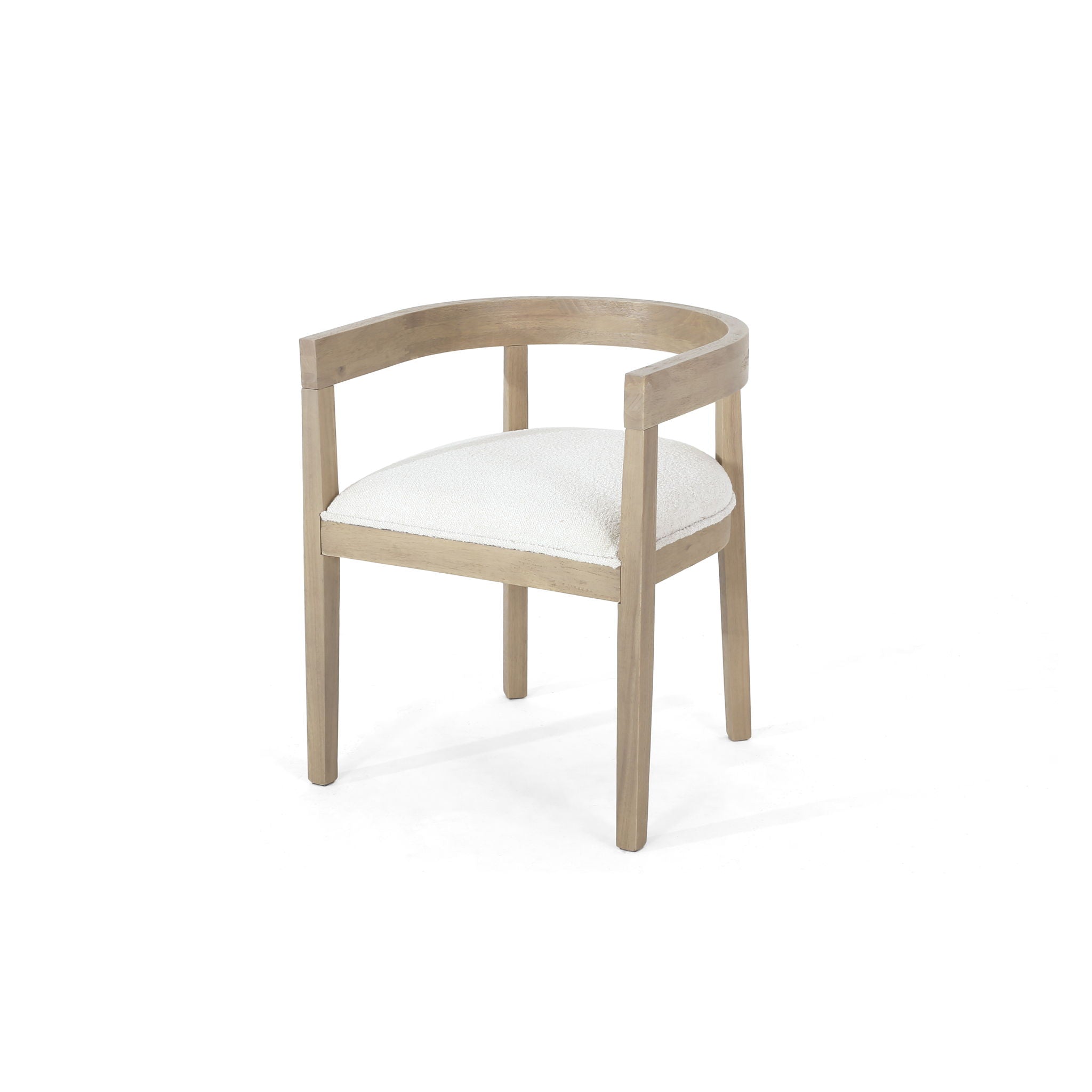 Modern Mid Century Dining Arm Chair Set With Upholstered Frame - Natural