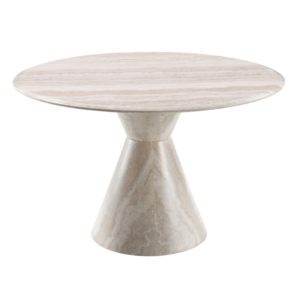 Ogin - Round Dining Table - Marble Print & Natural