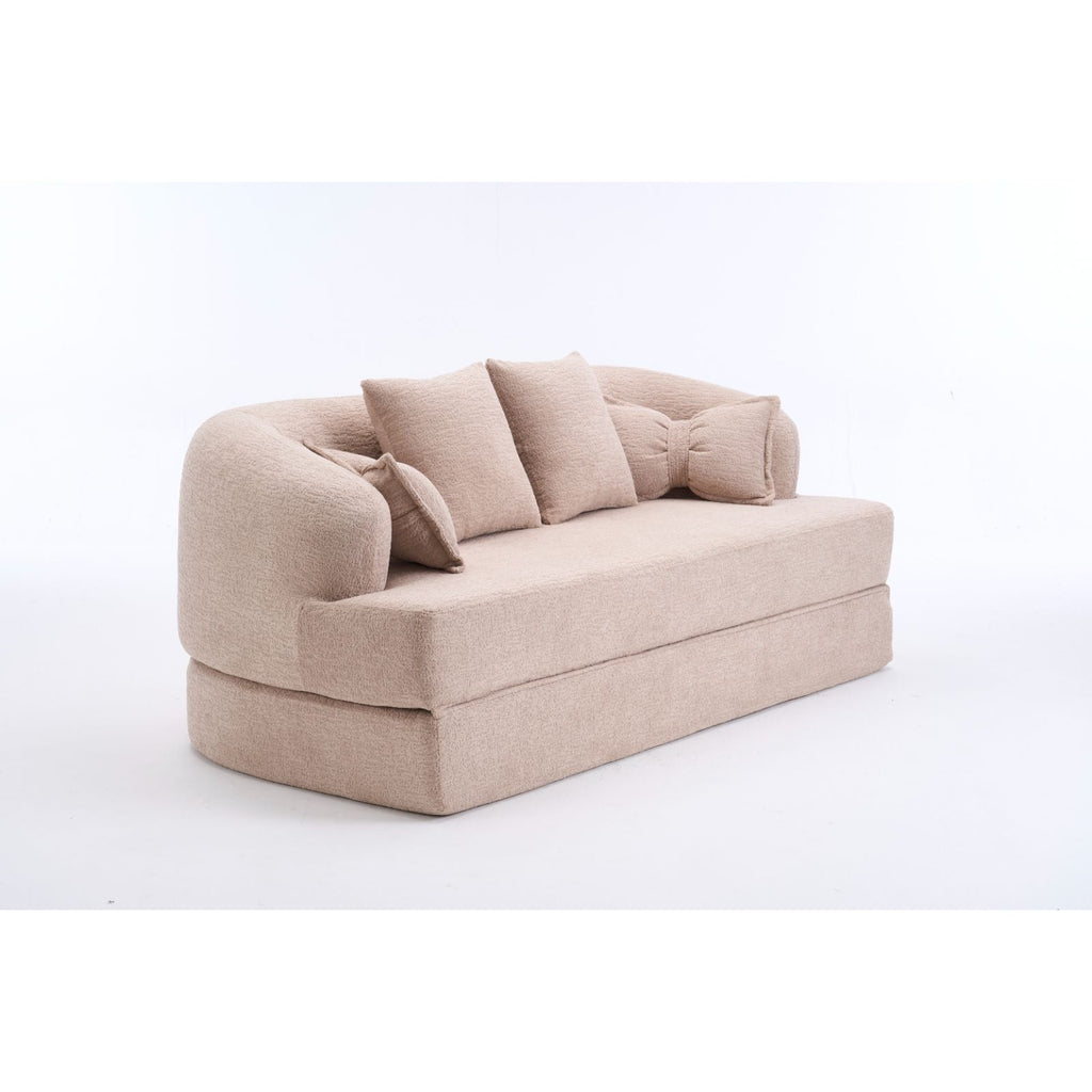 Foldable Sofa Bed, Boneless Couch Convertible Sleeper With 4 Pillows