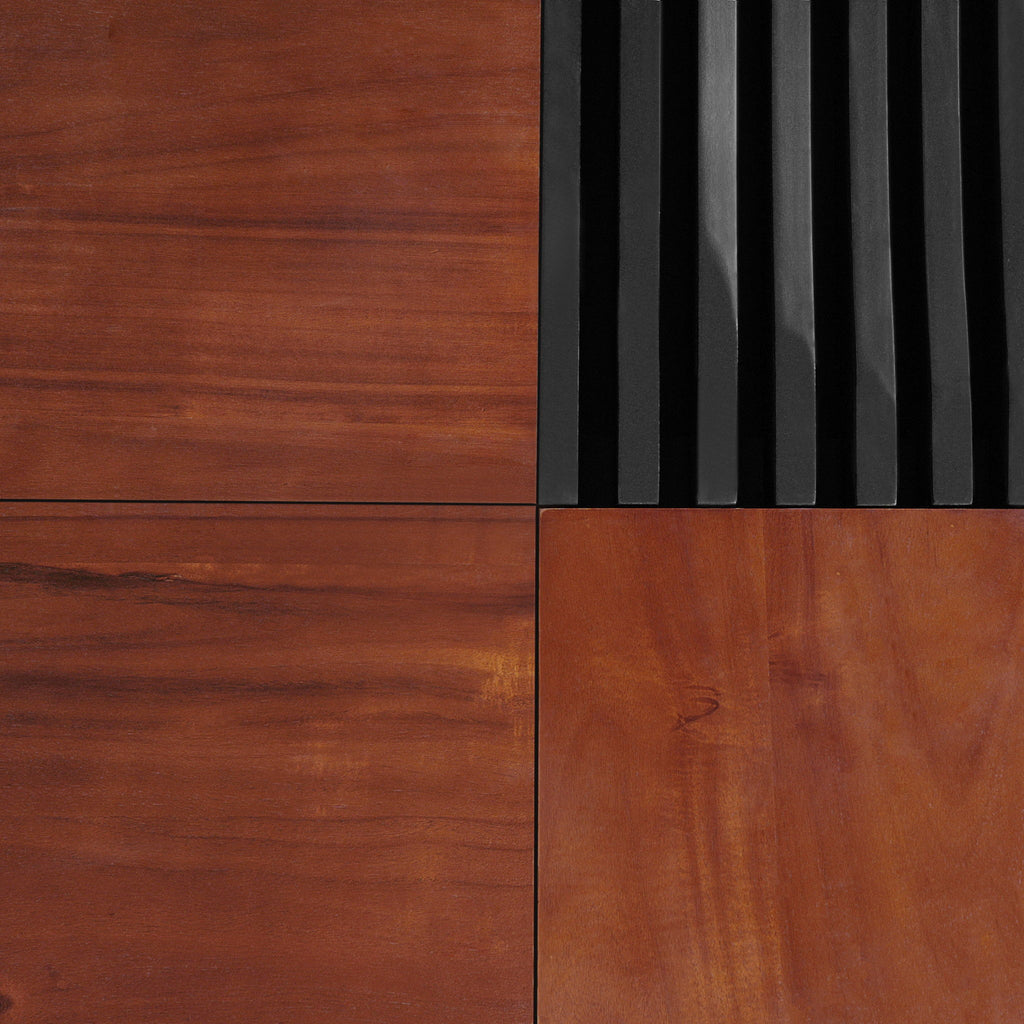 Italian Retro Inspired Acacia Wood Storage Coffee Table - Brown / Black