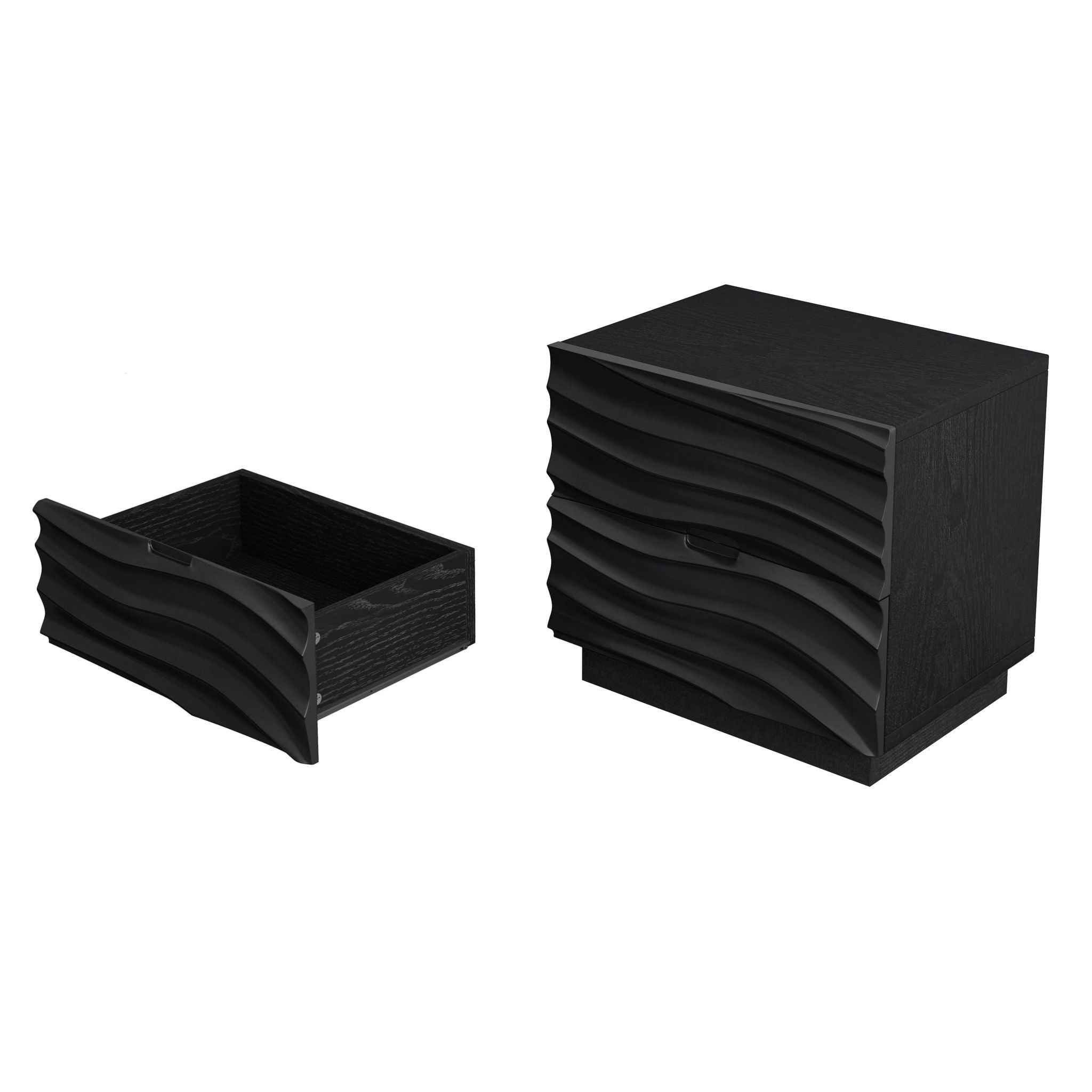 Nightstand With 2 Drawers, No Handles