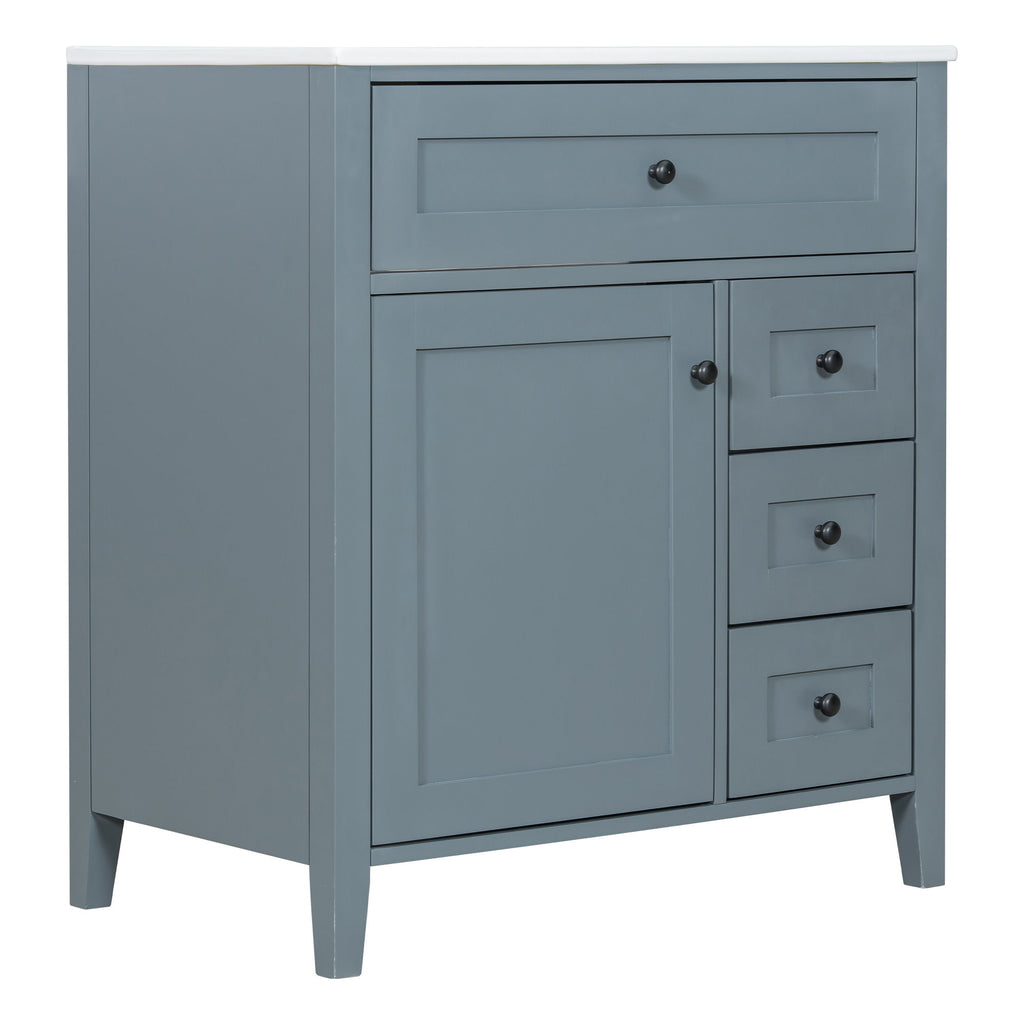 Bathroom Vanity With Sink, 3 Drawers And Adjustable Shelf