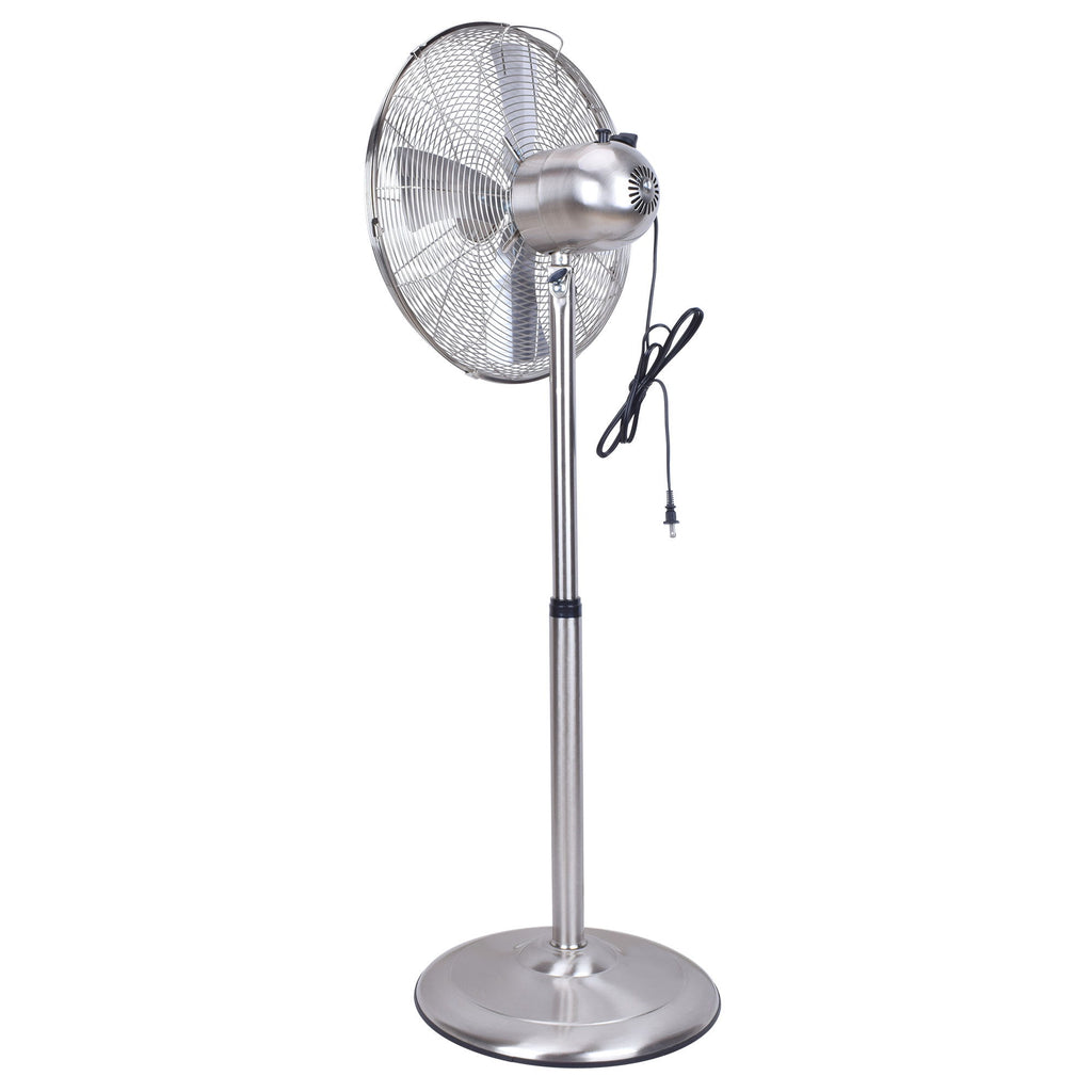 Stand Fan, 4 Blades, Rotary Knob Switch, Oscillation Function, Tilting Angle - Chrome