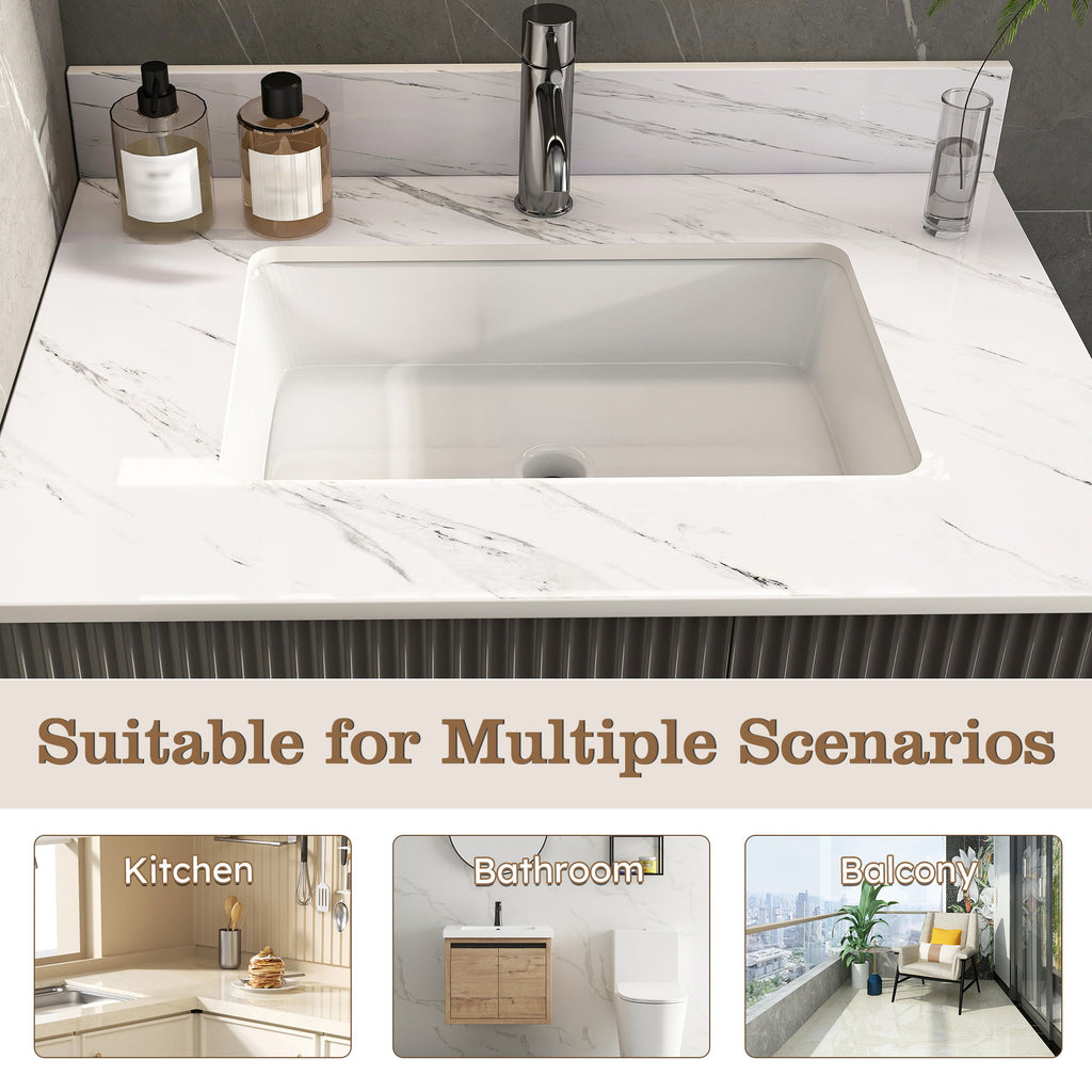 Bianco Carrara Venato Marble Vanity Top With Pre Drilled Faucet Hole And Undermount Sink
