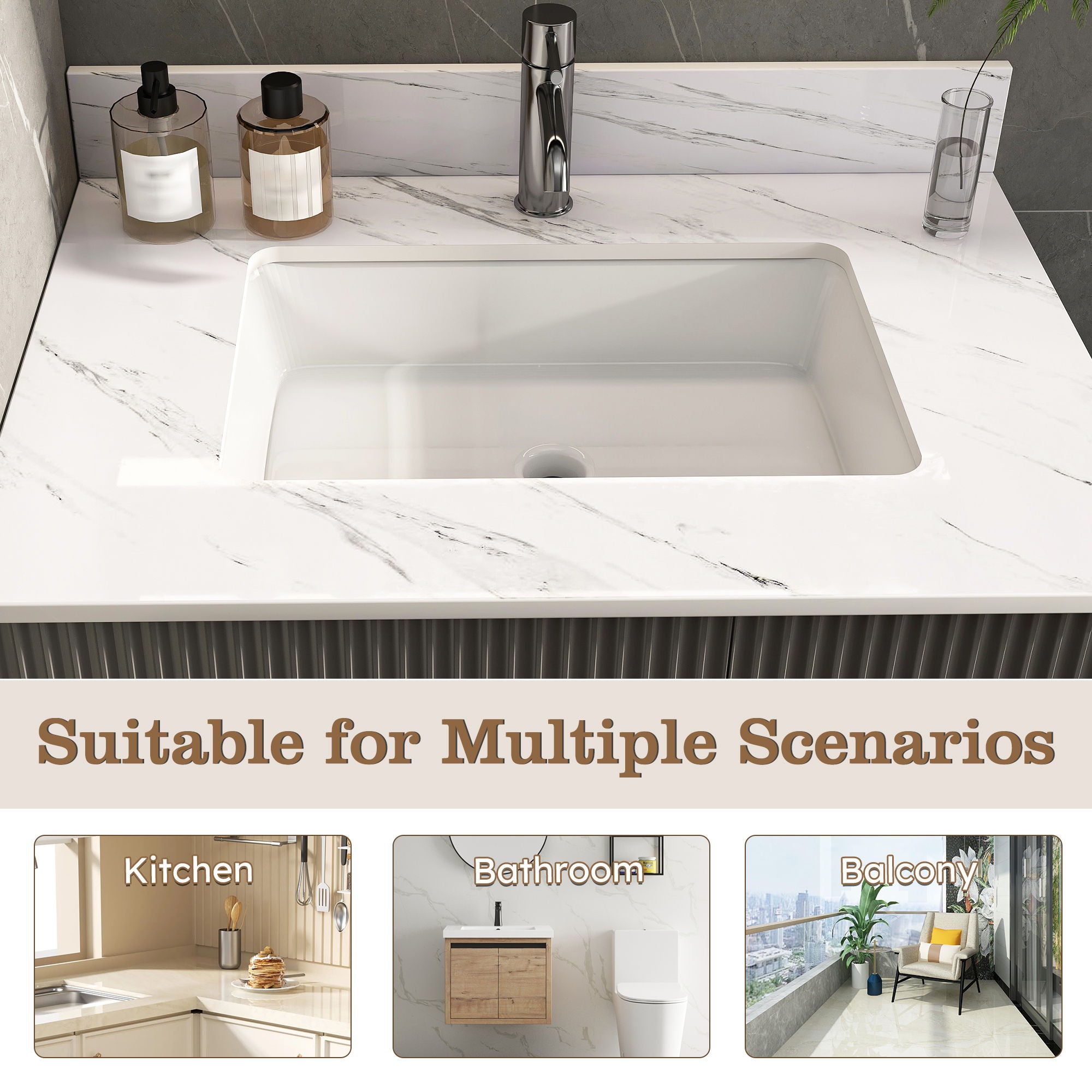 Bianco Carrara Venato Marble Vanity Top With Pre Drilled Faucet Hole And Undermount Sink