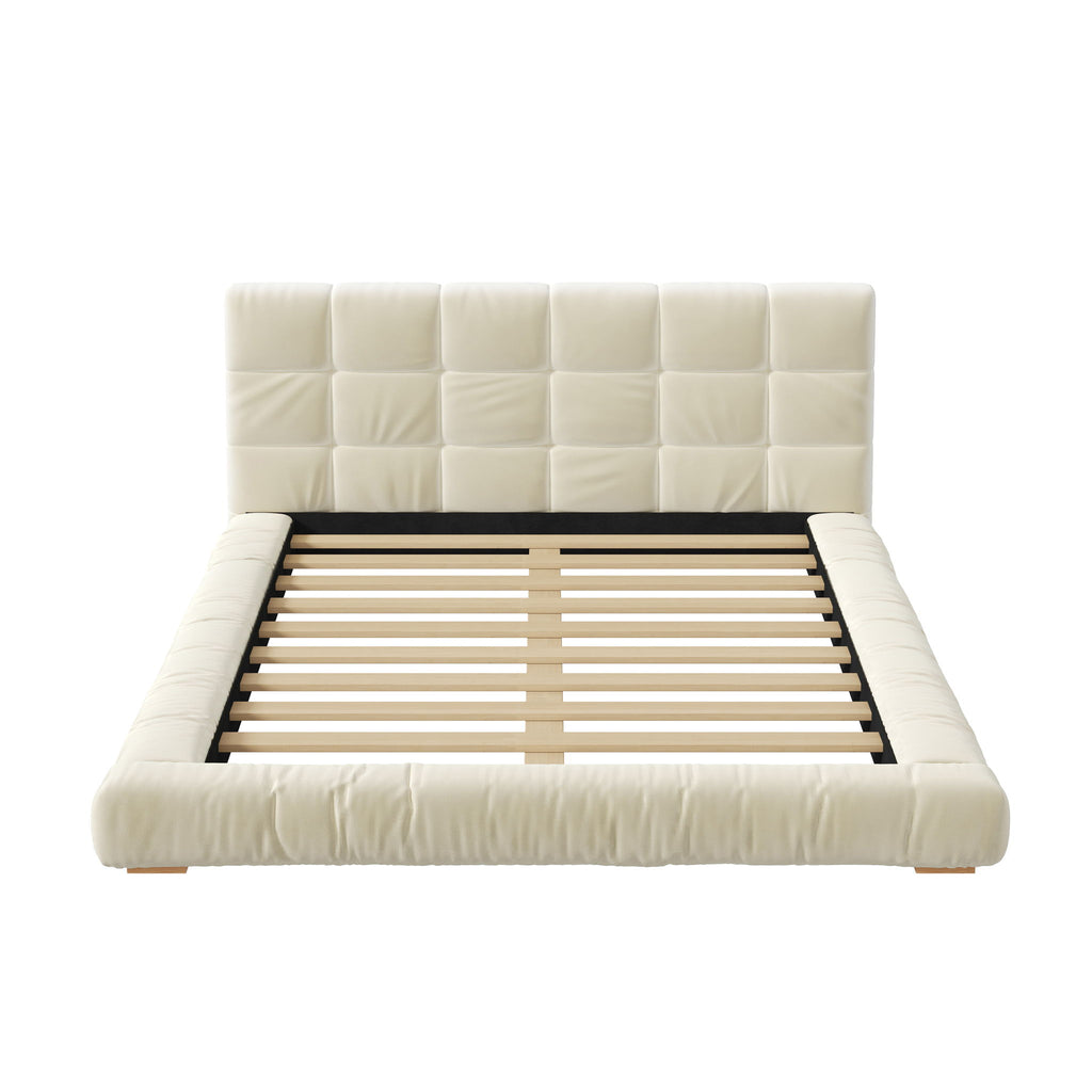 Upholstered Platform Bed Frame With Tufted Headboard