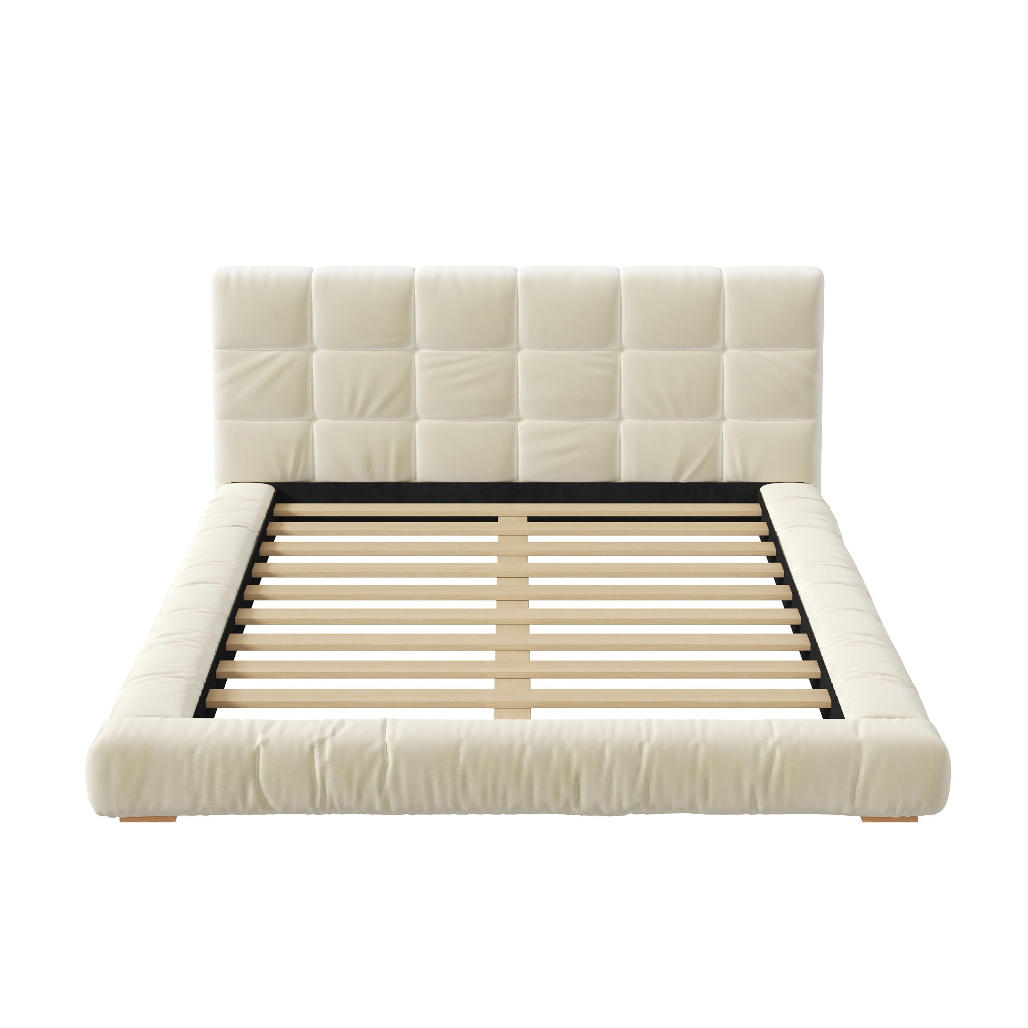 Upholstered Platform Bed Frame With Tufted Headboard