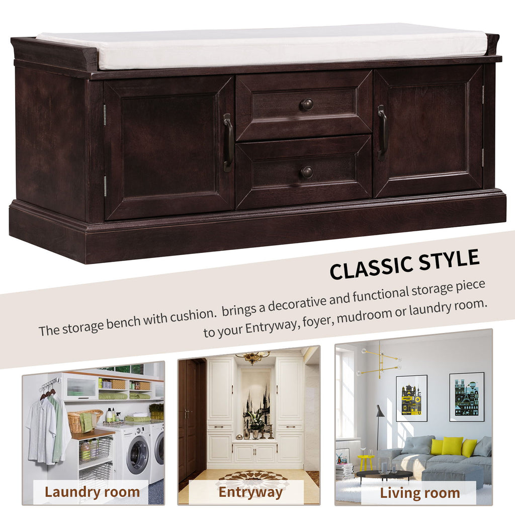 Hearth & Haven Daisy - Storage Bench With 2 Drawers And 2 Cabinets