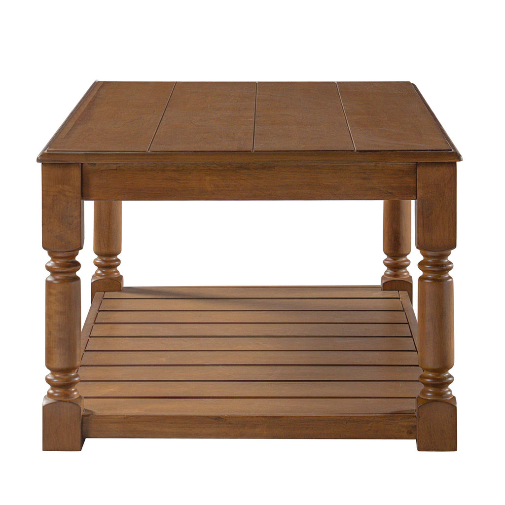 Coffee Table With Slatted Lower Shelf For Living Room