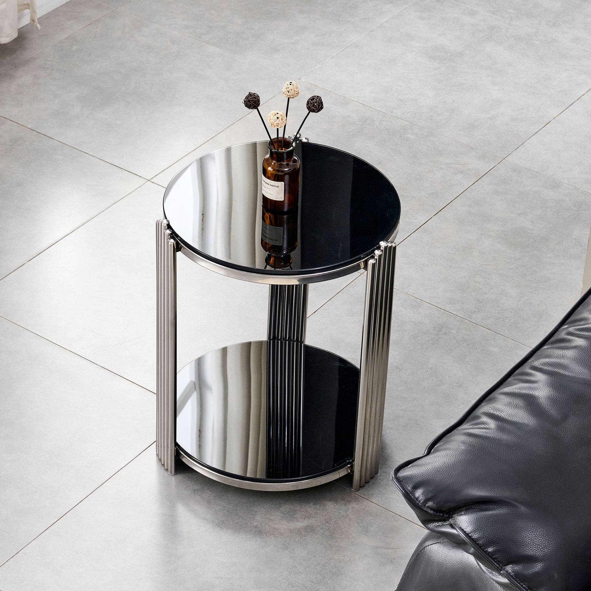 Round Table With Double Layer Storage