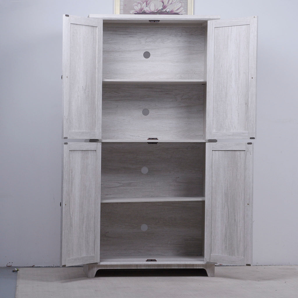 Modern Sideboard Buffet With 4 Mirrored Doors, Adjustable Shelves