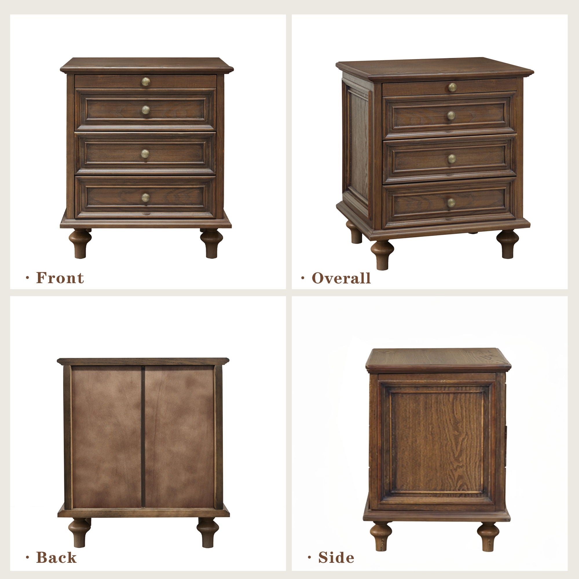 Farmhouse Nightstand With 4 Drawers