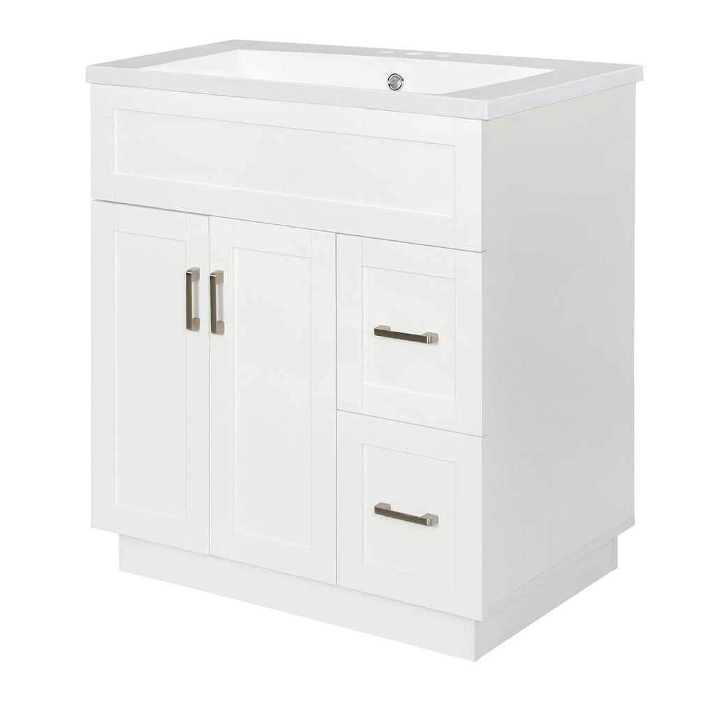 Bathroom Vanity With 2 Doors, 2 Drawers, Adjustable Shelf, Hidden Slides & Soft Close Hinges