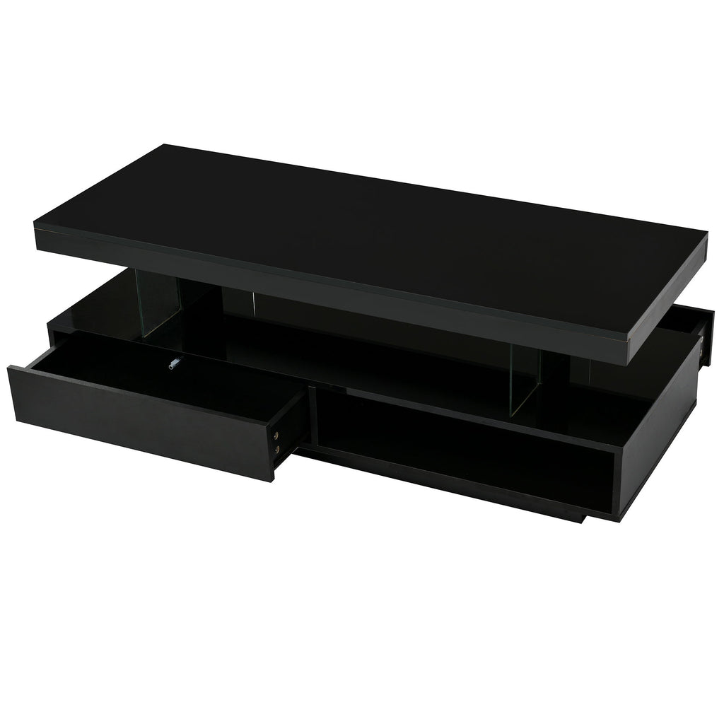 LED Coffee Table With 2 Drawers And Display Shelves