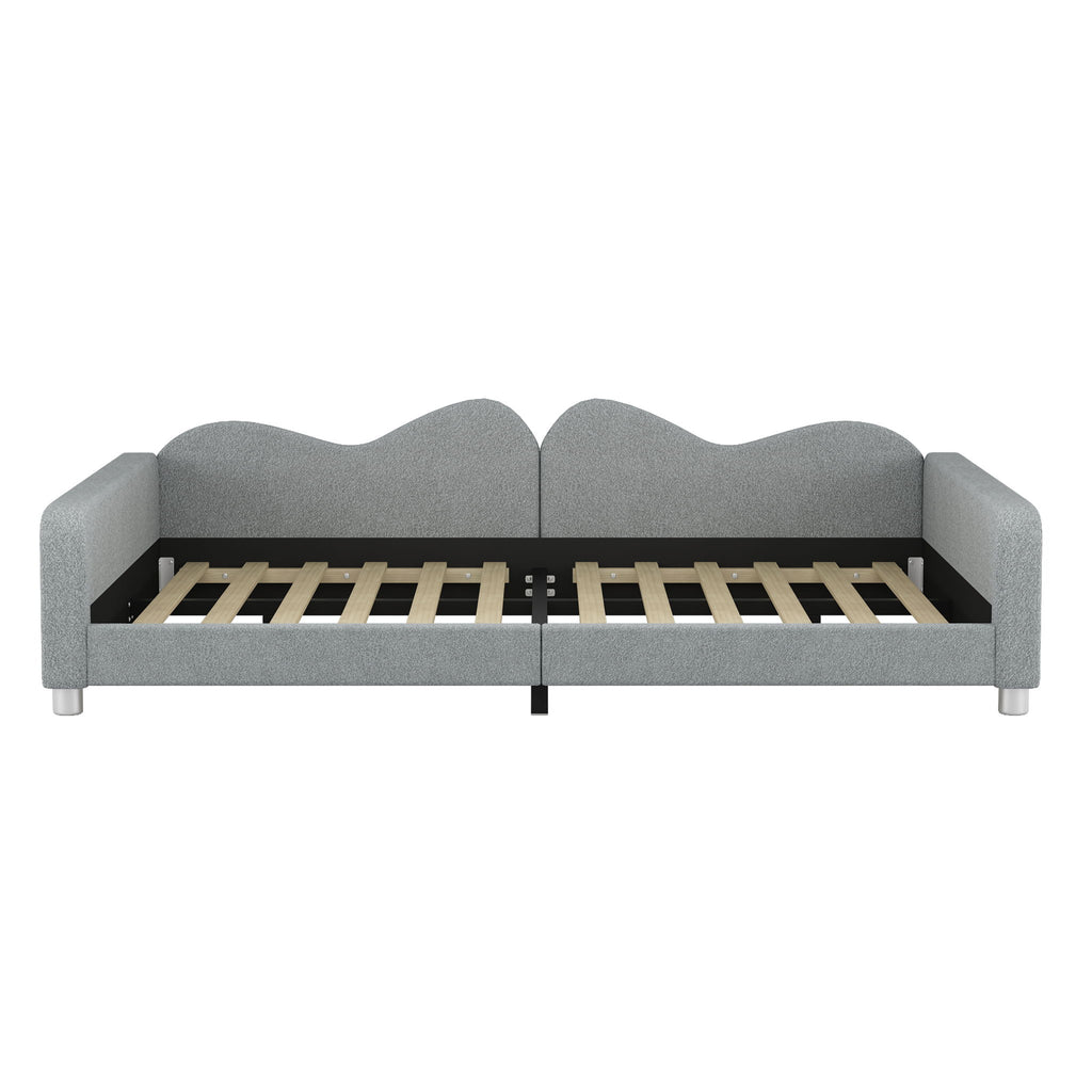 Upholstered Daybed, Sherpa Fabric Sofabed With Cloud-Shaped Backrest