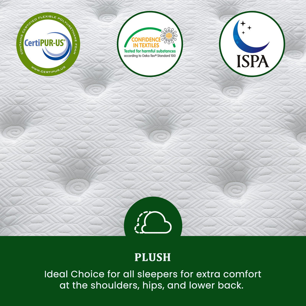 Snooze Mattress Company Glacier - 14" Euro Top Medium Hybrid Mattress With Independently Encased Coils & Gel Memory Foam