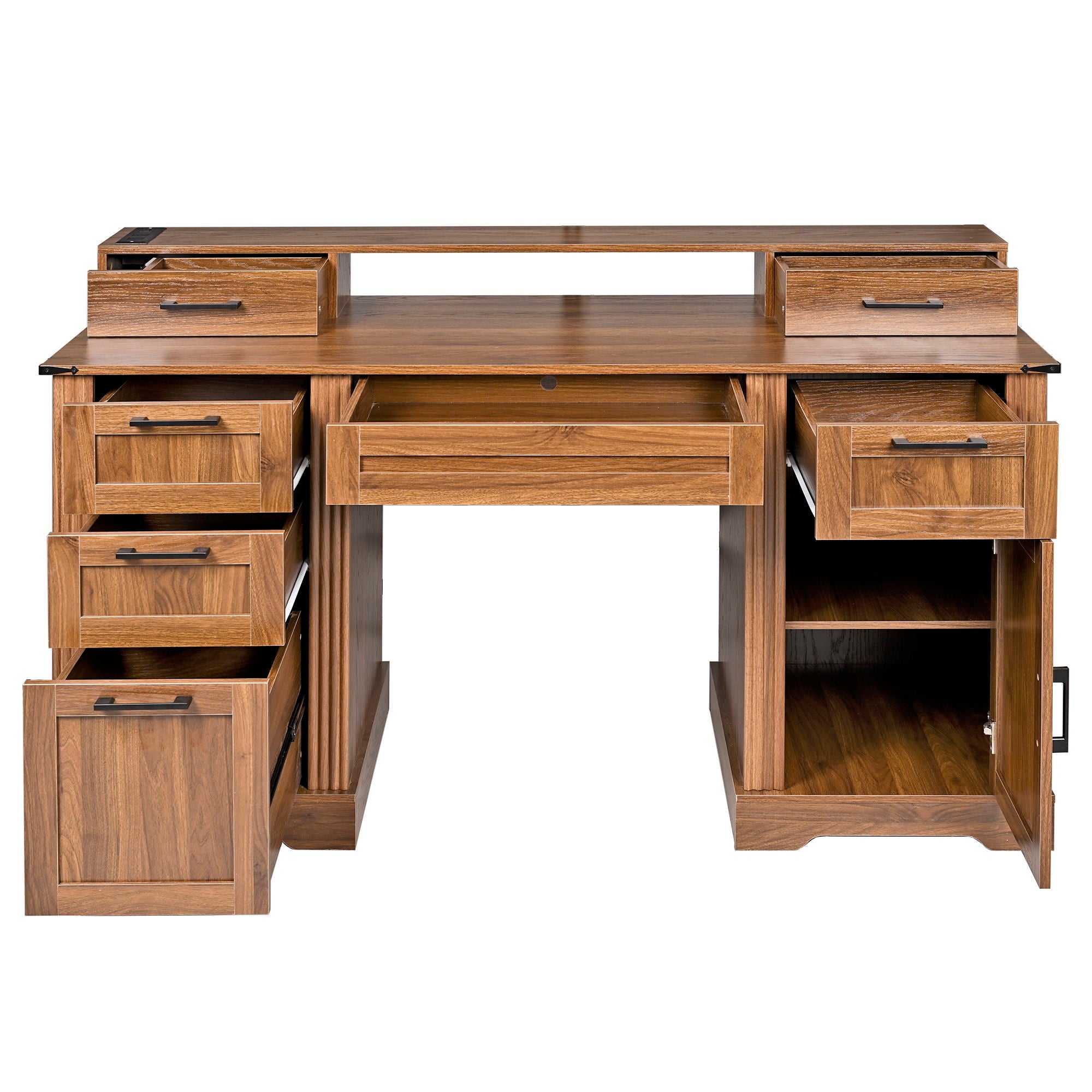 Office Desk With Charging Station & Storage Cabinet