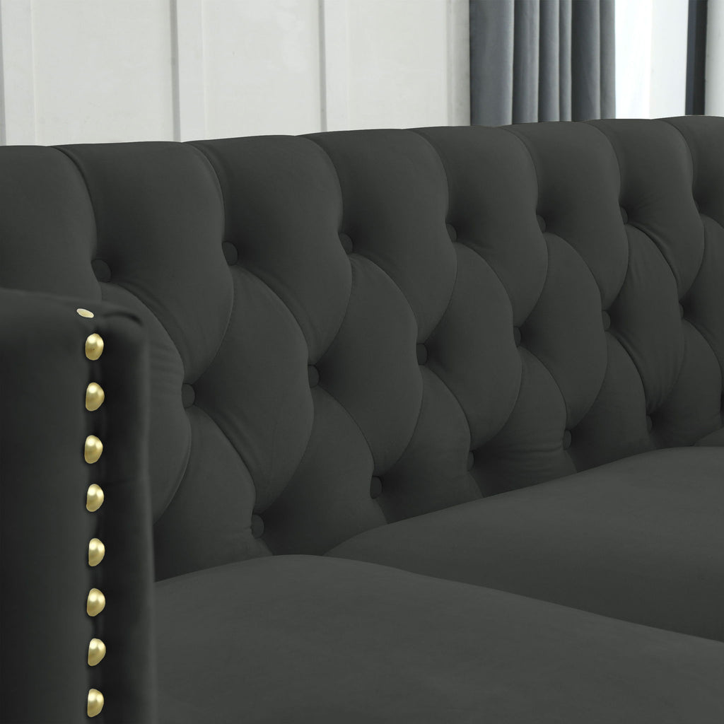 Modern Sofa With Button Tufting, Upholstered Couch For Living Room