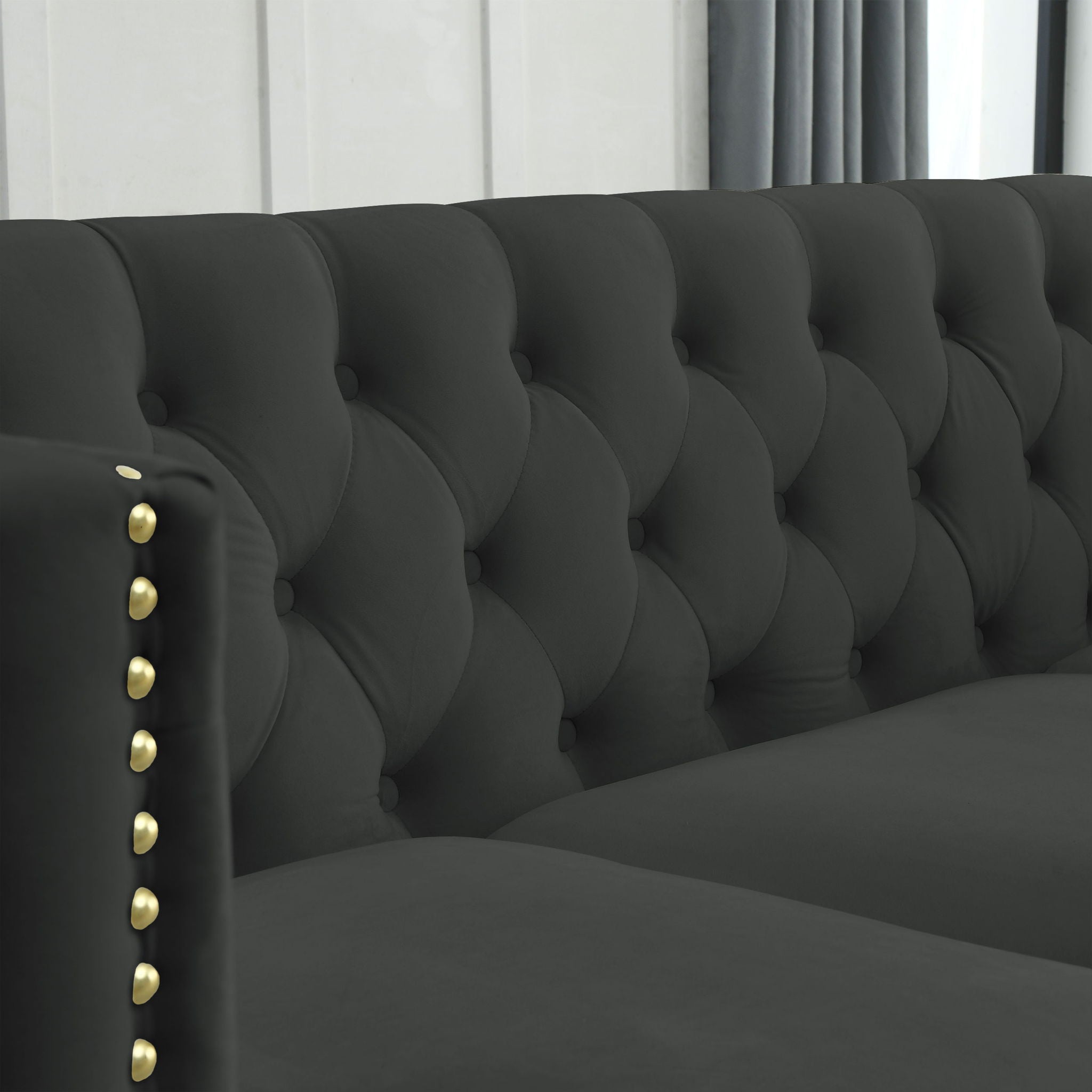 Modern Sofa With Button Tufting, Upholstered Couch For Living Room