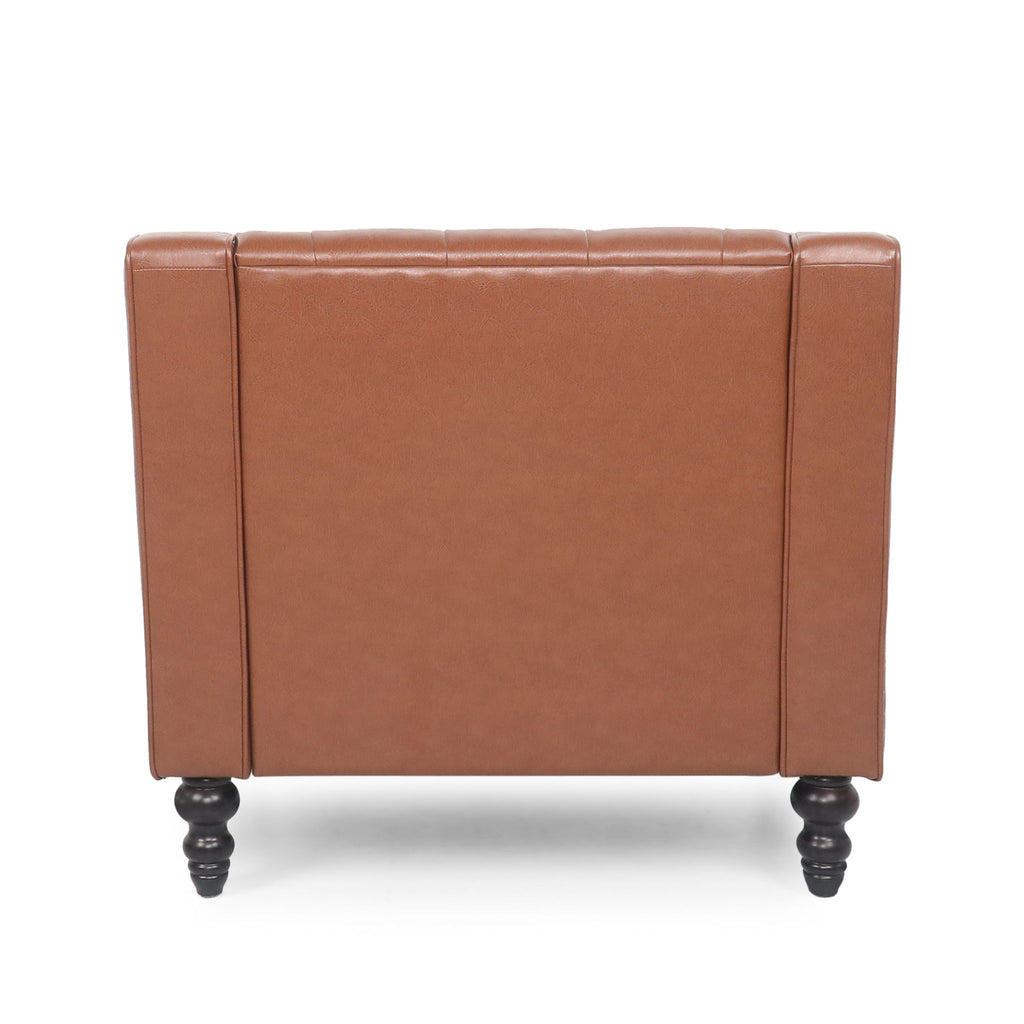 Contemporary Club Chair With Button Tufting And Birch Wood Legs