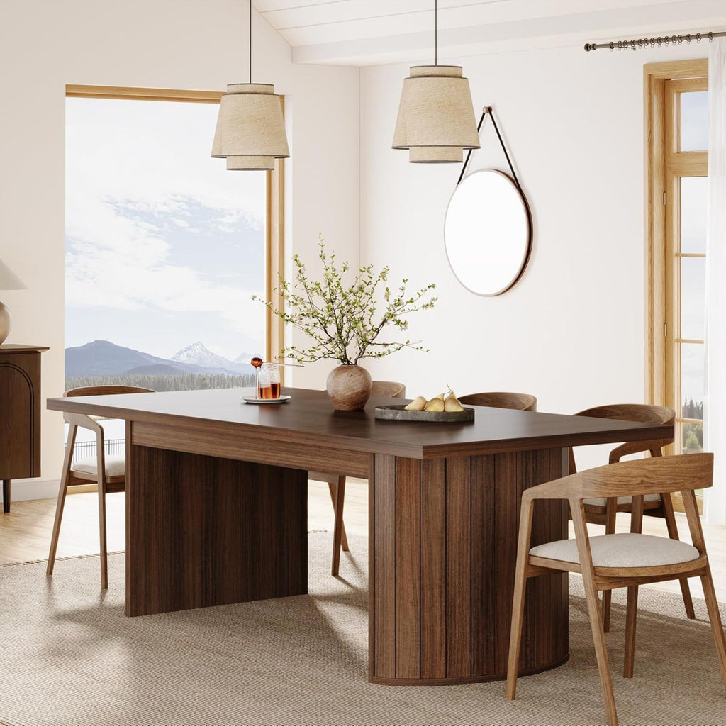 Extra Long Dining Table With Dual Base - Walnut