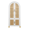 Tall Arched Cabinet With Rattan Doors & Adjustable Shelves