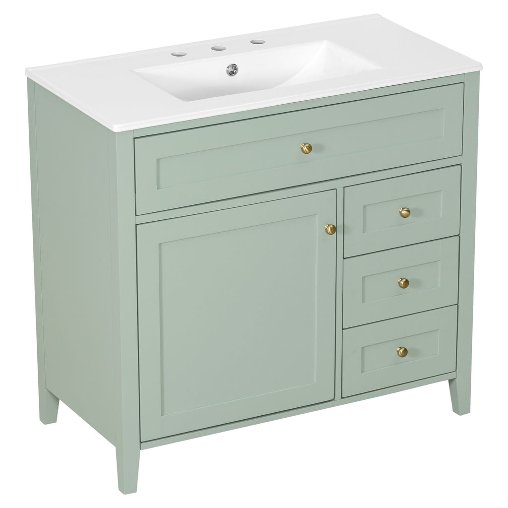 Bathroom Vanity With Sink, Cabinet With 3 Drawers And Adjustable Shelf
