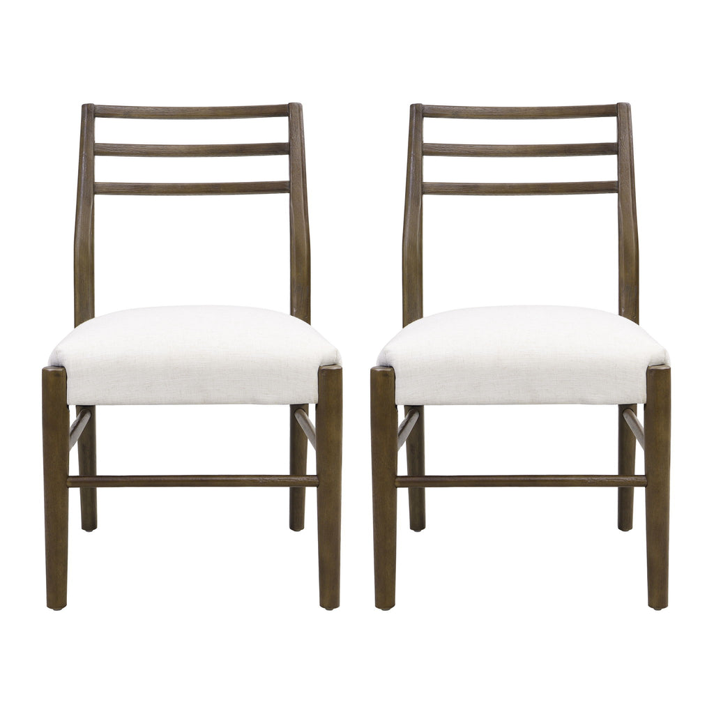 Farmhouse Style Dining Chair Set With Ladder Back Design