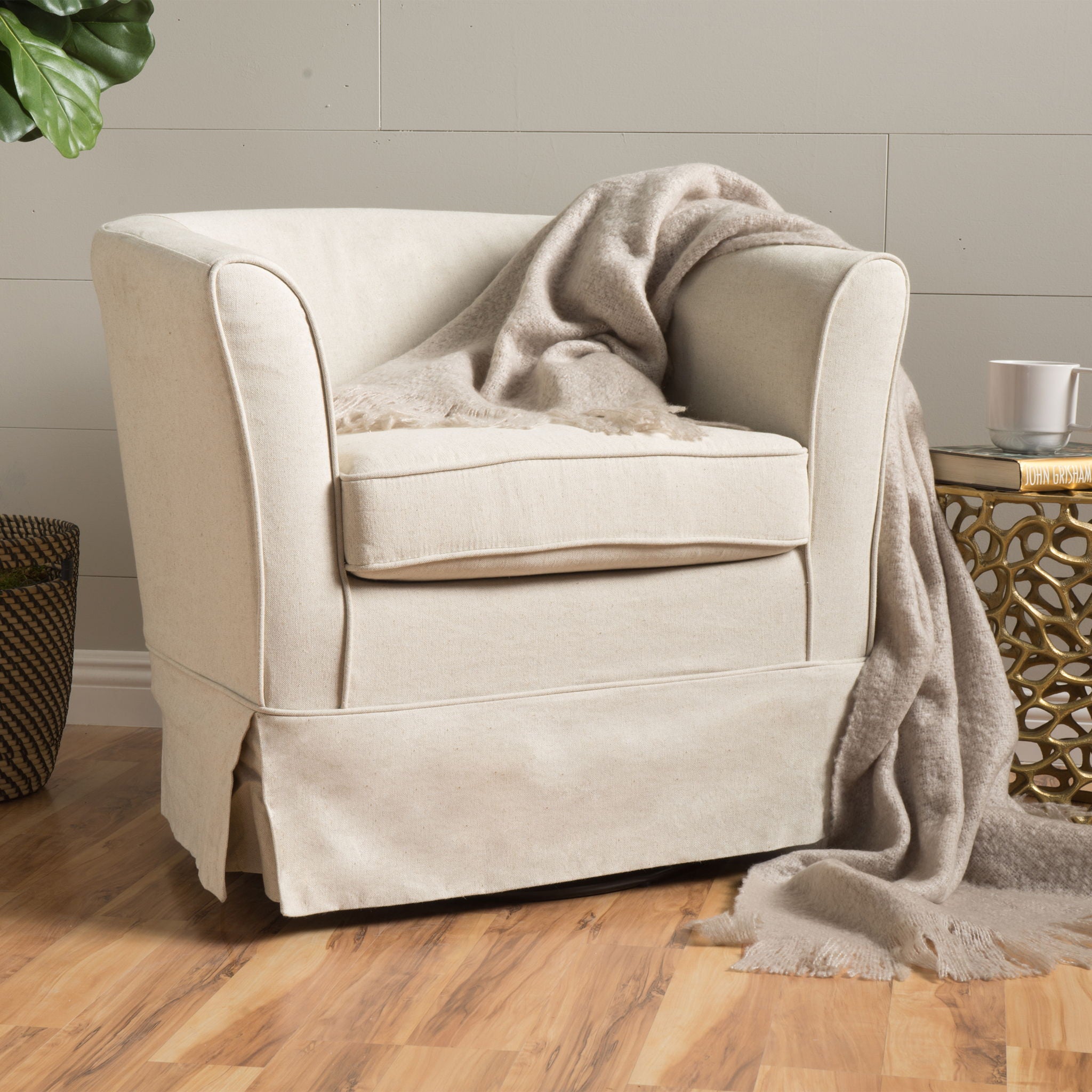 Glitter - Upholstered Swivel Chair With Loose Cover And Curved Back