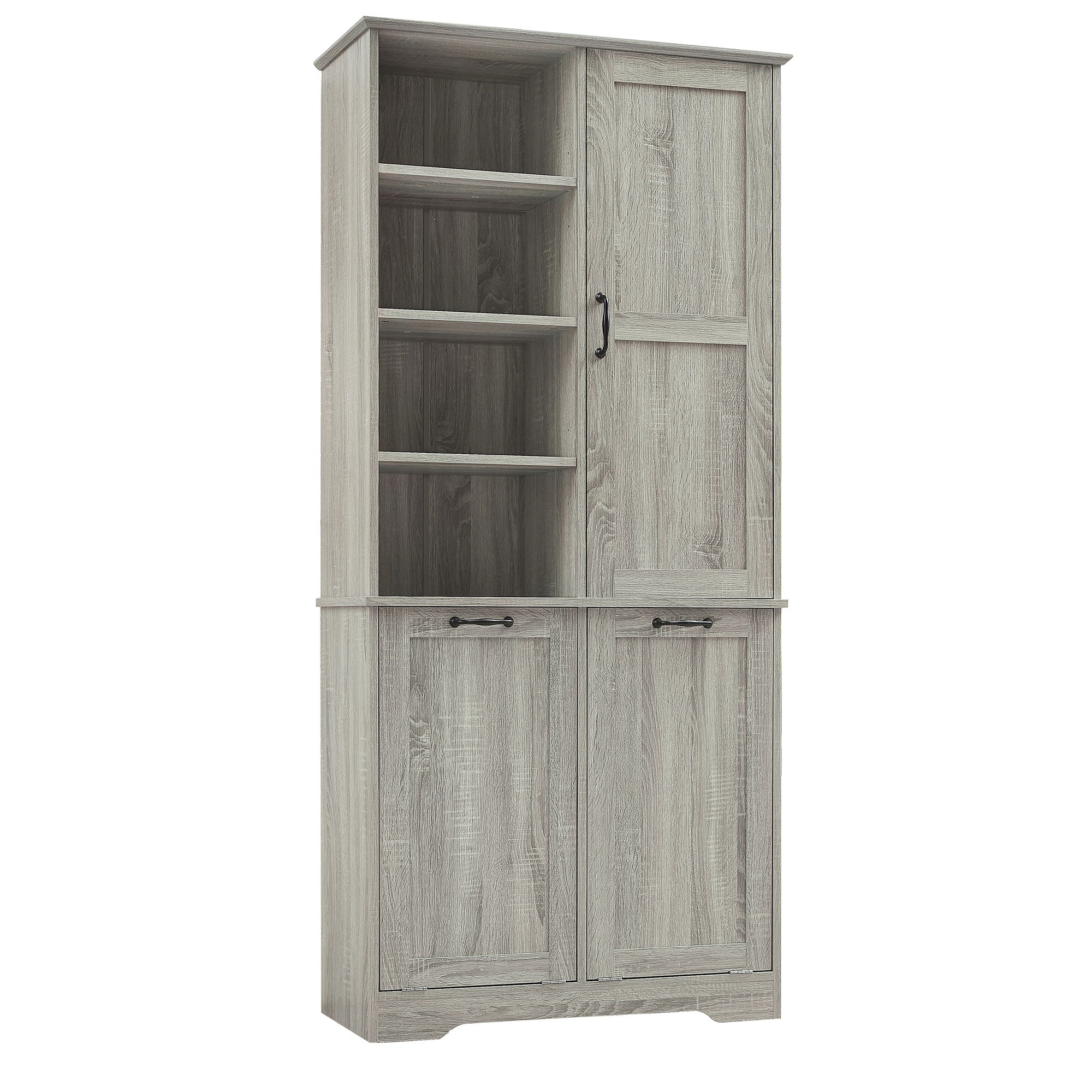 Freestanding Bathroom Storage Cabinet With Doors And Drawers, Adjustable Shelves, Tilt-Out Laundry Hamper