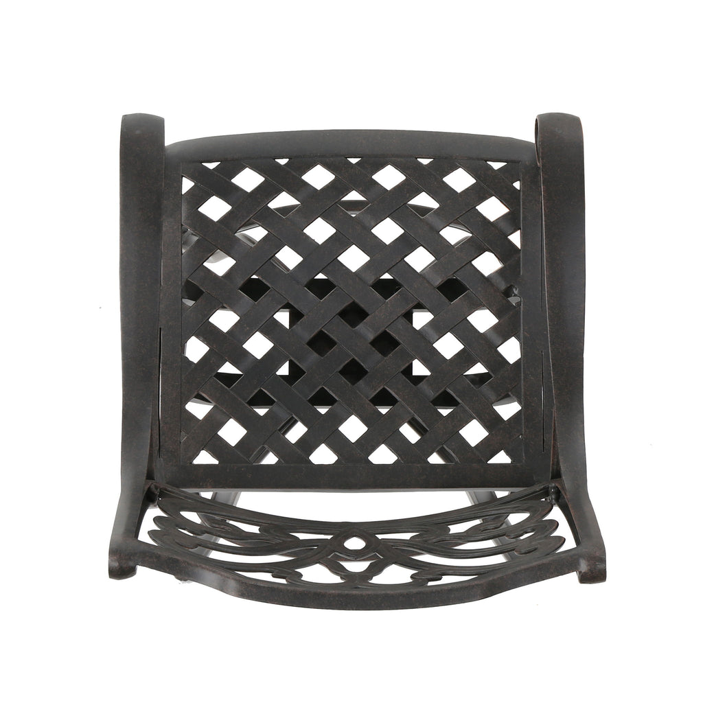 Outdoor Cast Aluminum Swivel Bar Stool With Scrolled Arms - Bronze