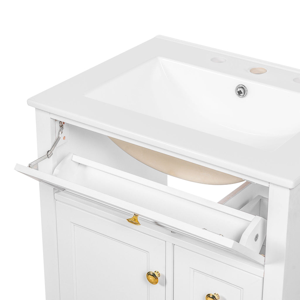 Modern Bathroom Vanity With Sink, 3 Drawers & Cabinet With 2 Tier Door Storage