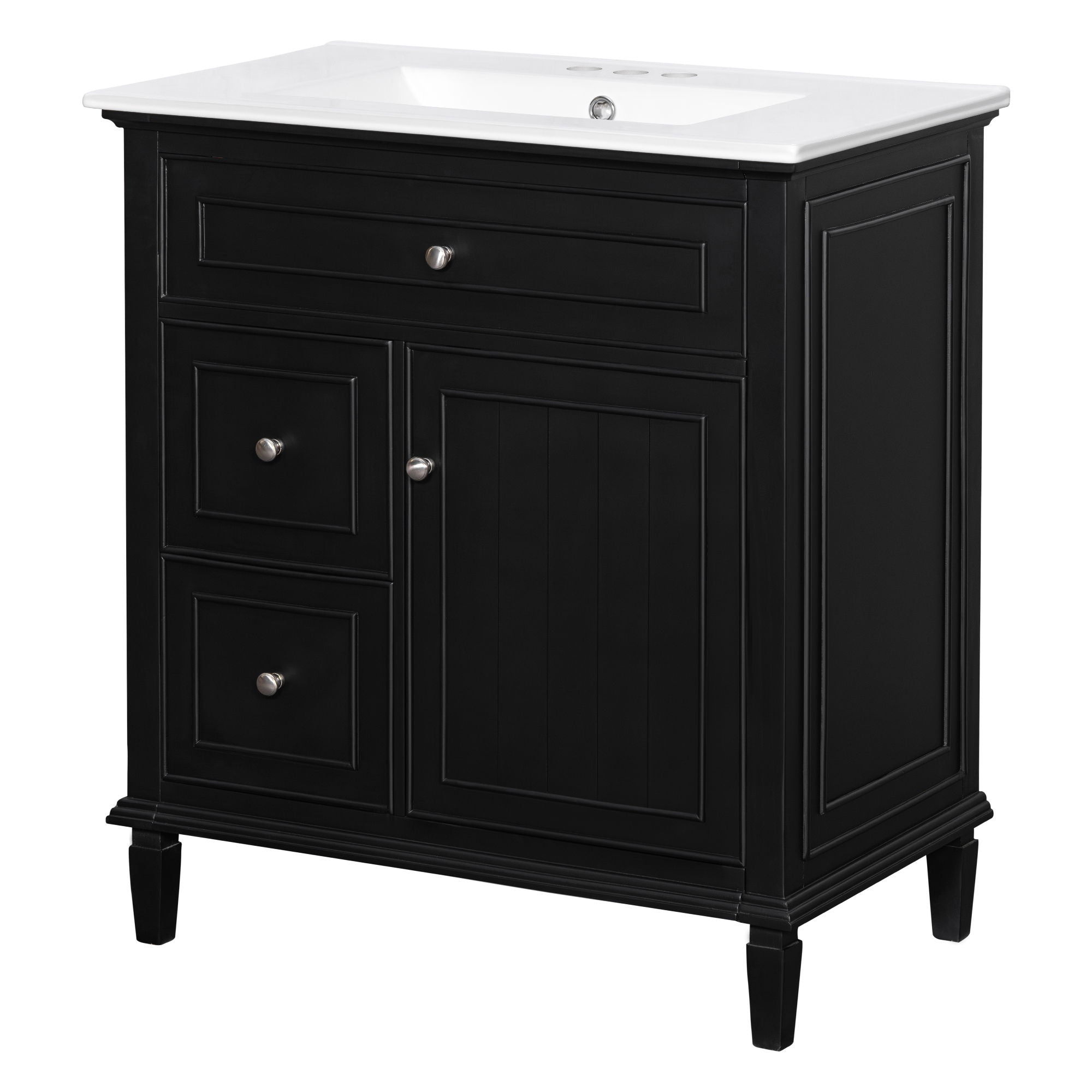 Modern Bathroom Vanity With Sink, Adjustable Shelf, Flip Drawer & 2 Drawers
