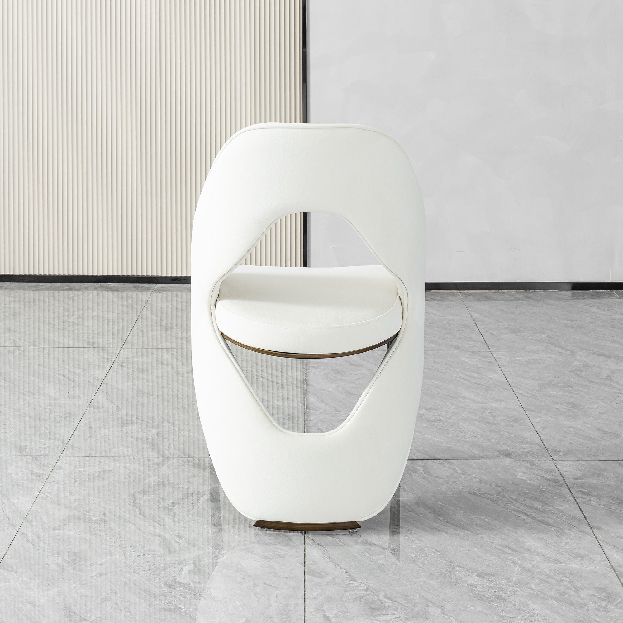 Dining Chair With Open Back Design Upholstery - Ancient White
