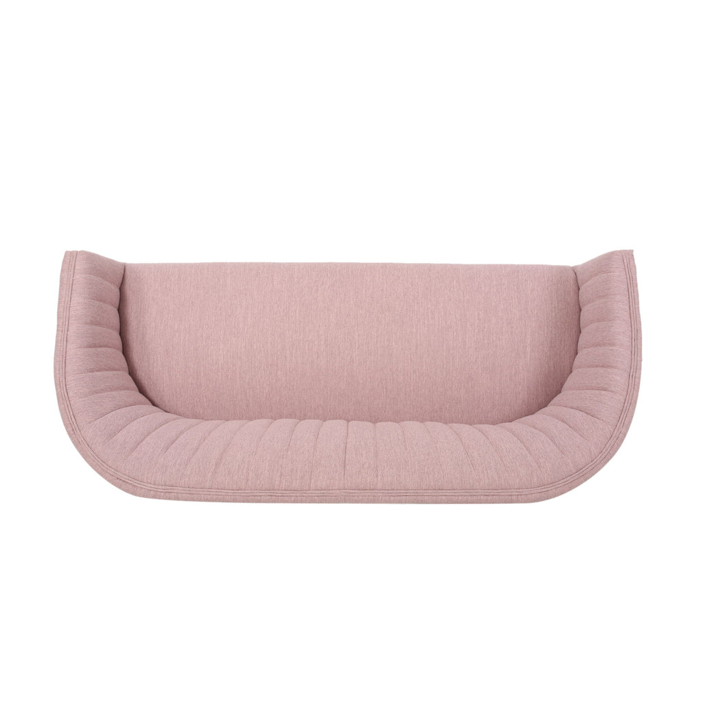 Mid Century Modern Loveseat With Channel Stitched Backrest