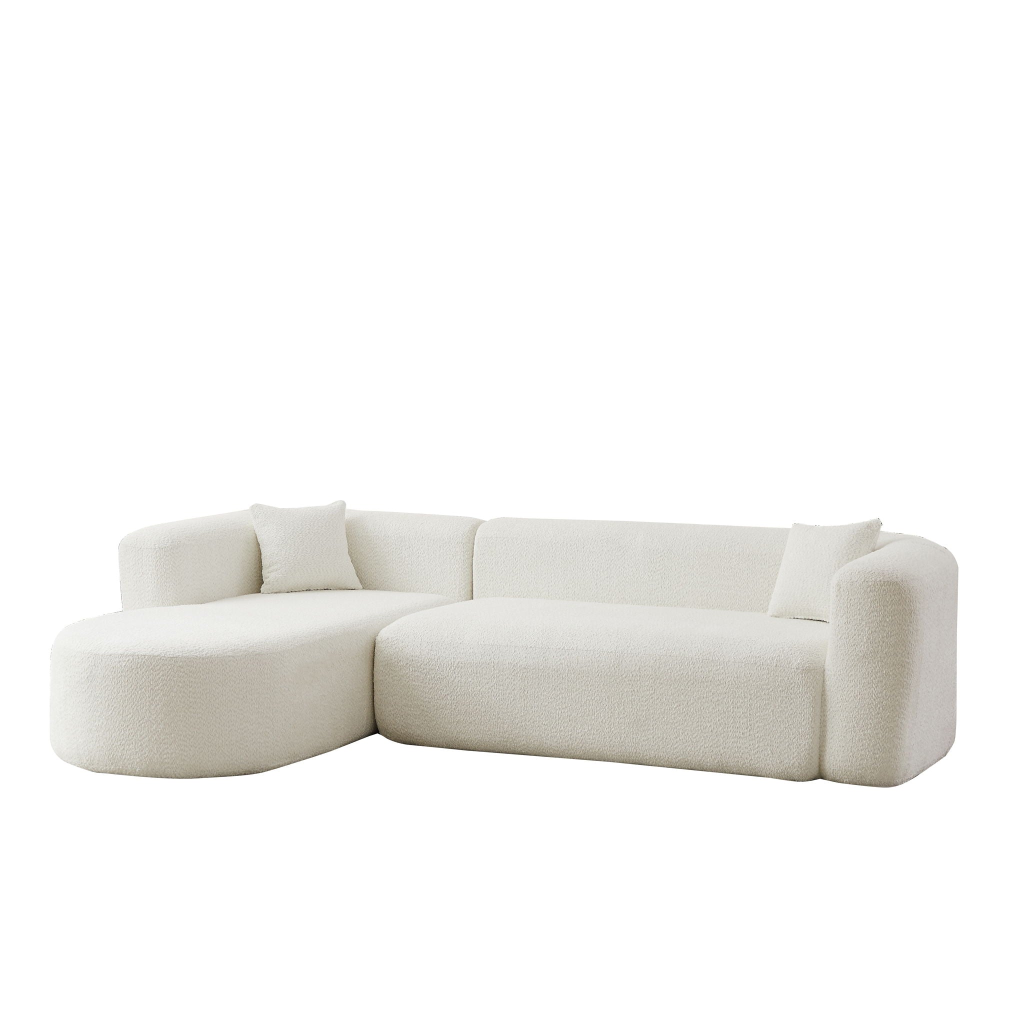 L - Shape Boneless Cloud Couch With 2 Throw Pillows For Living Room