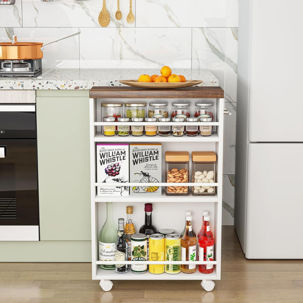4 Tier Narrow Rolling Kitchen Slim Storage Cart