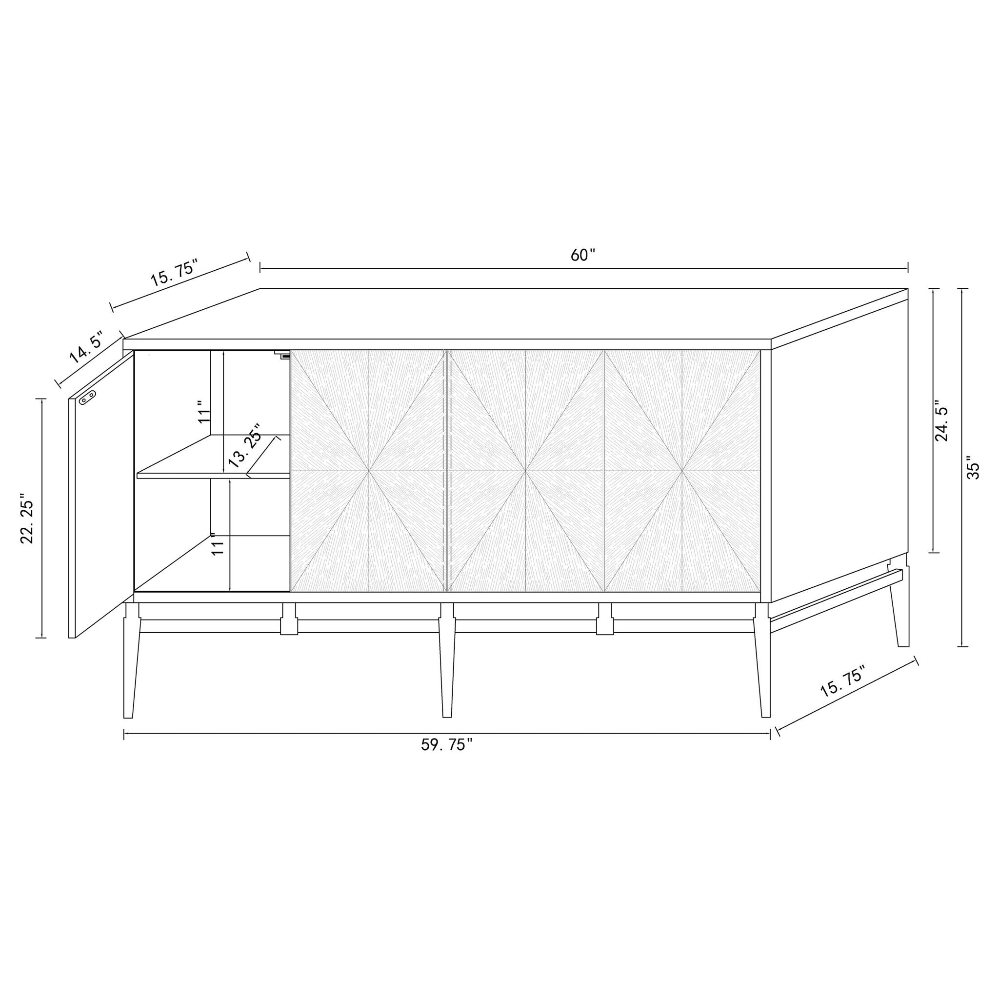 Capri - 4 Door Accent Cabinet - Brown / Gold