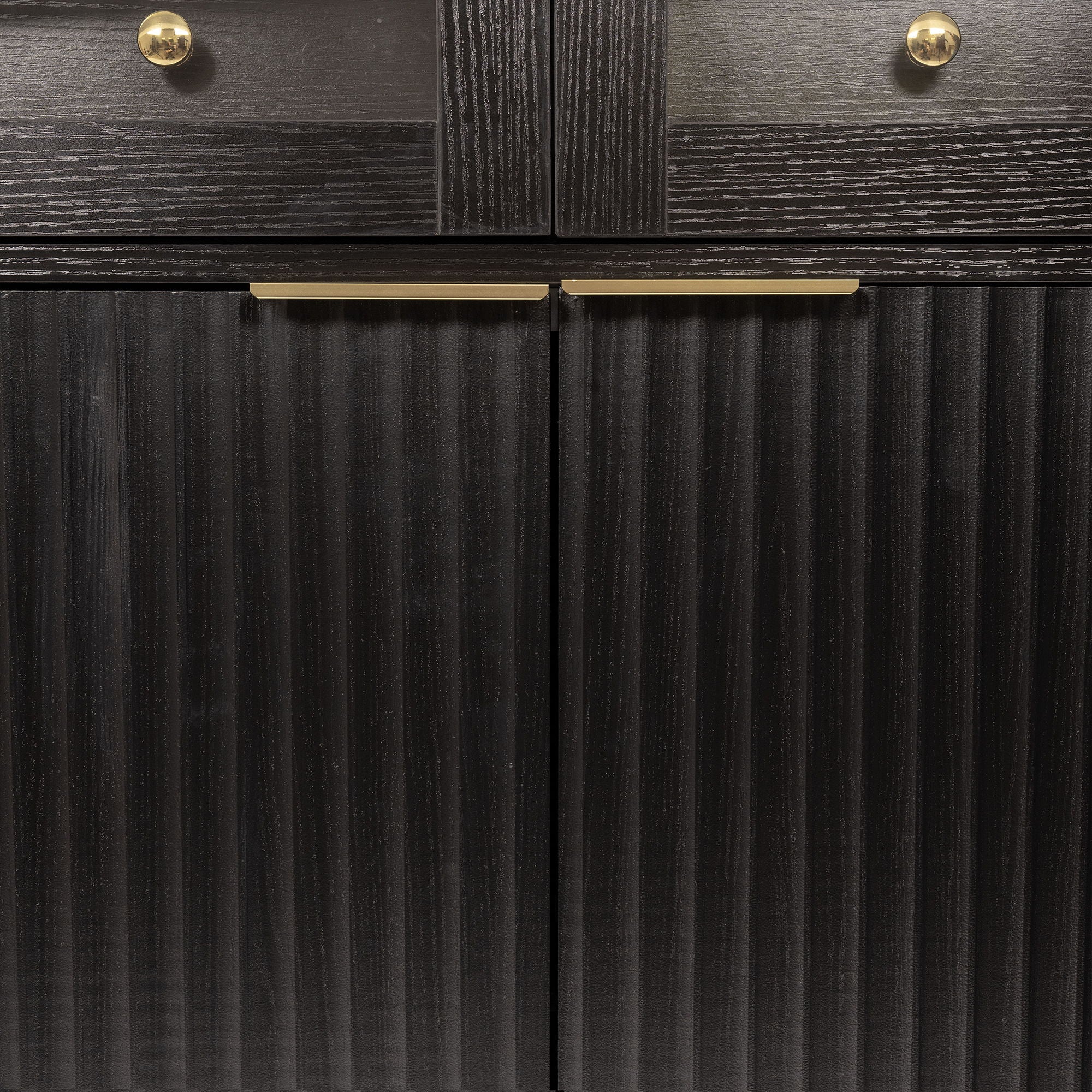 Fluted Tall Arched Pantry Cabinet With Adjustable Shelves, Glass Door & Hidden Drawer For Kitchen