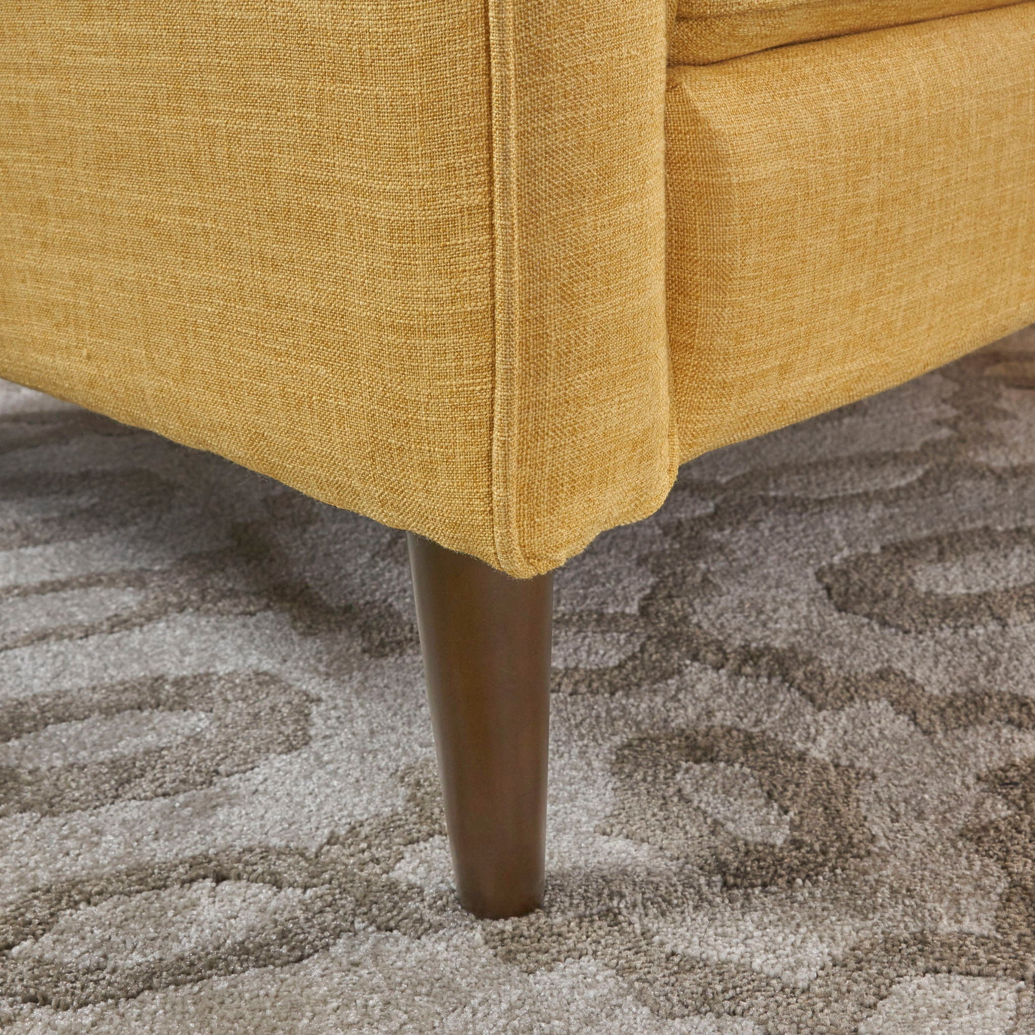 Mid - Century Modern Recliner With Button Tufted Waffle Stitch - Yellow