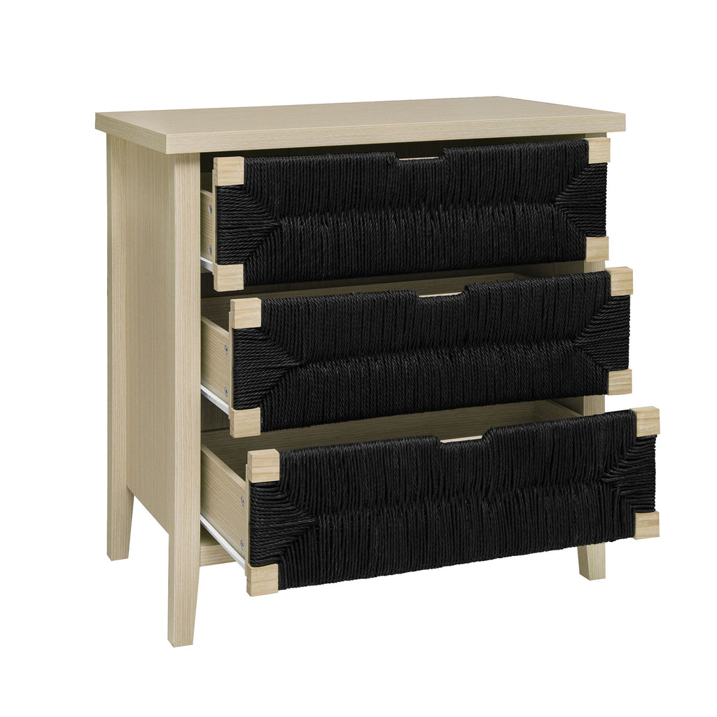 3 Drawer Buffet Sideboard With Adjustable Shelves, Storage Cabinet With Natural Seaweed Decor Doors For Living Room Kitchen Entryway - Natural