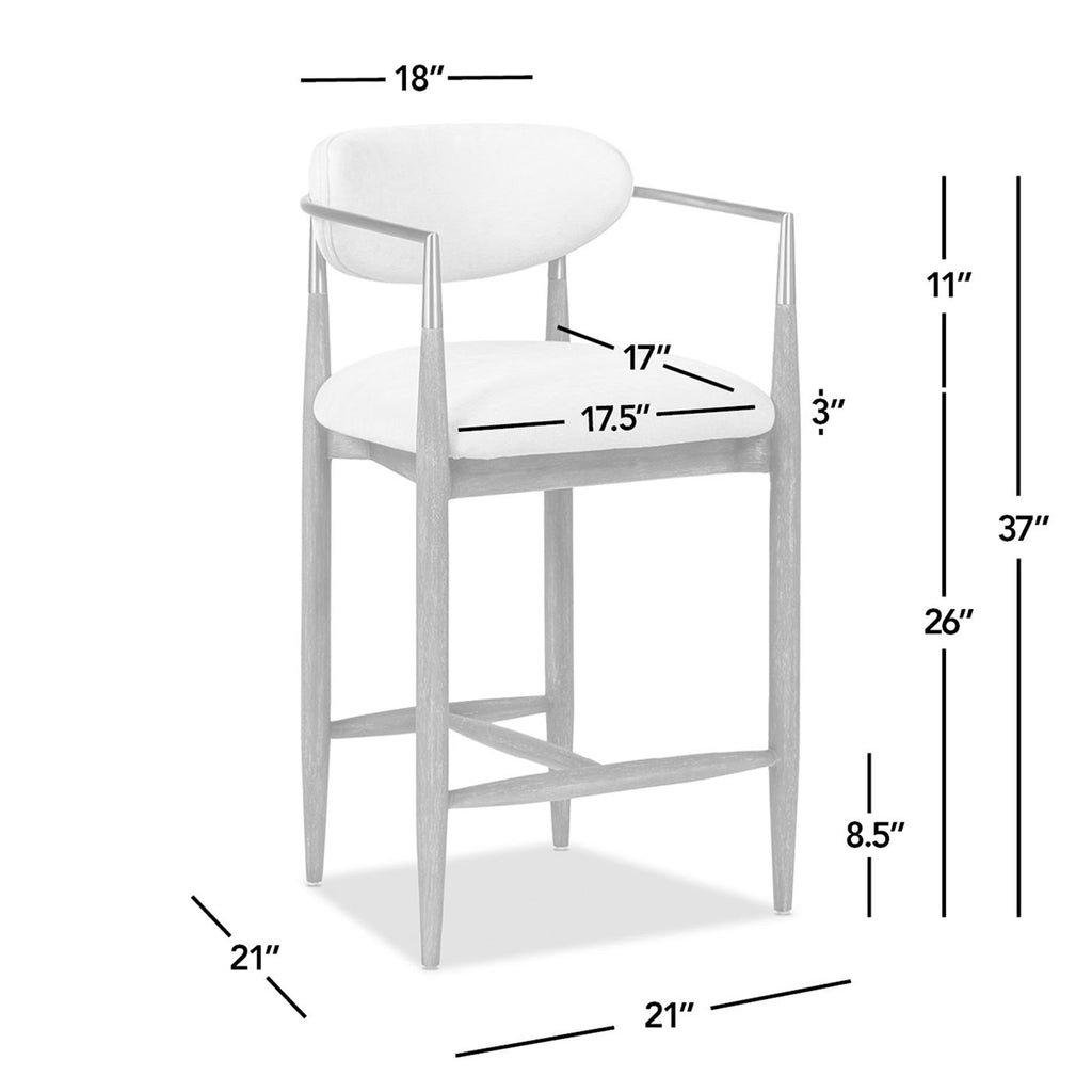 Artemis - Mixed Material Upholstered Counter Stool - Warm White
