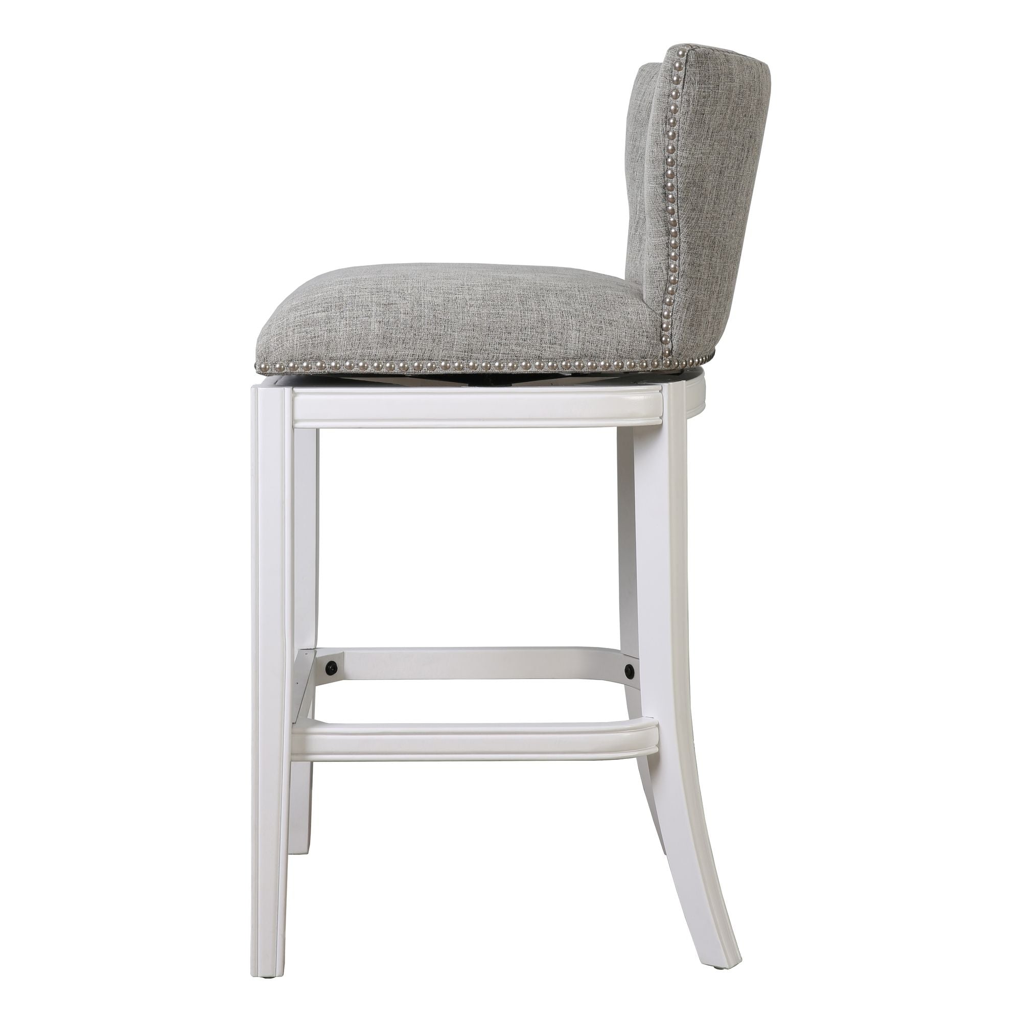 Upholstered Swivel Stool With Back