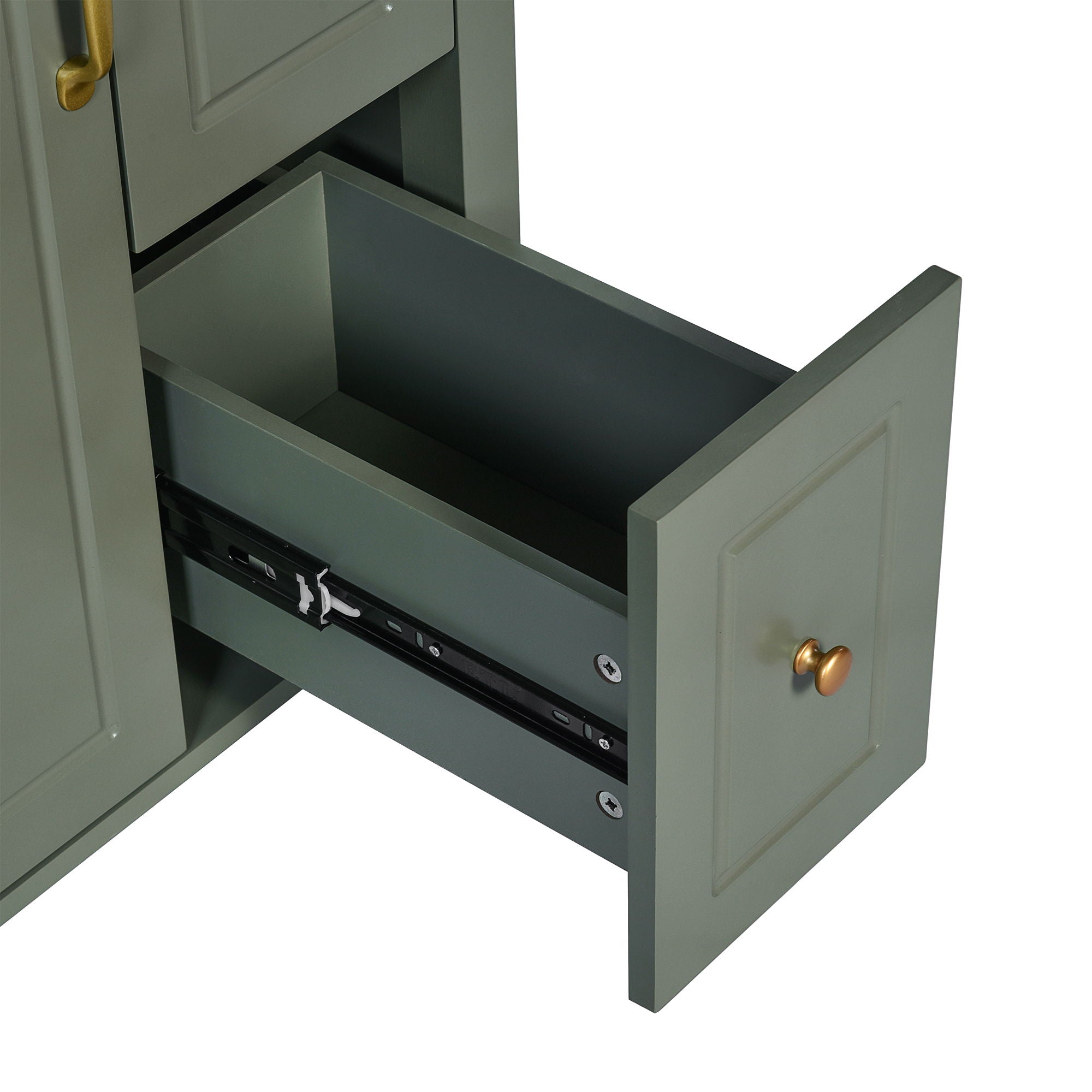 Elegant Bathroom Vanity With Ceramic Sink, Soft Close Doors And Drawers, Double Storage Racks