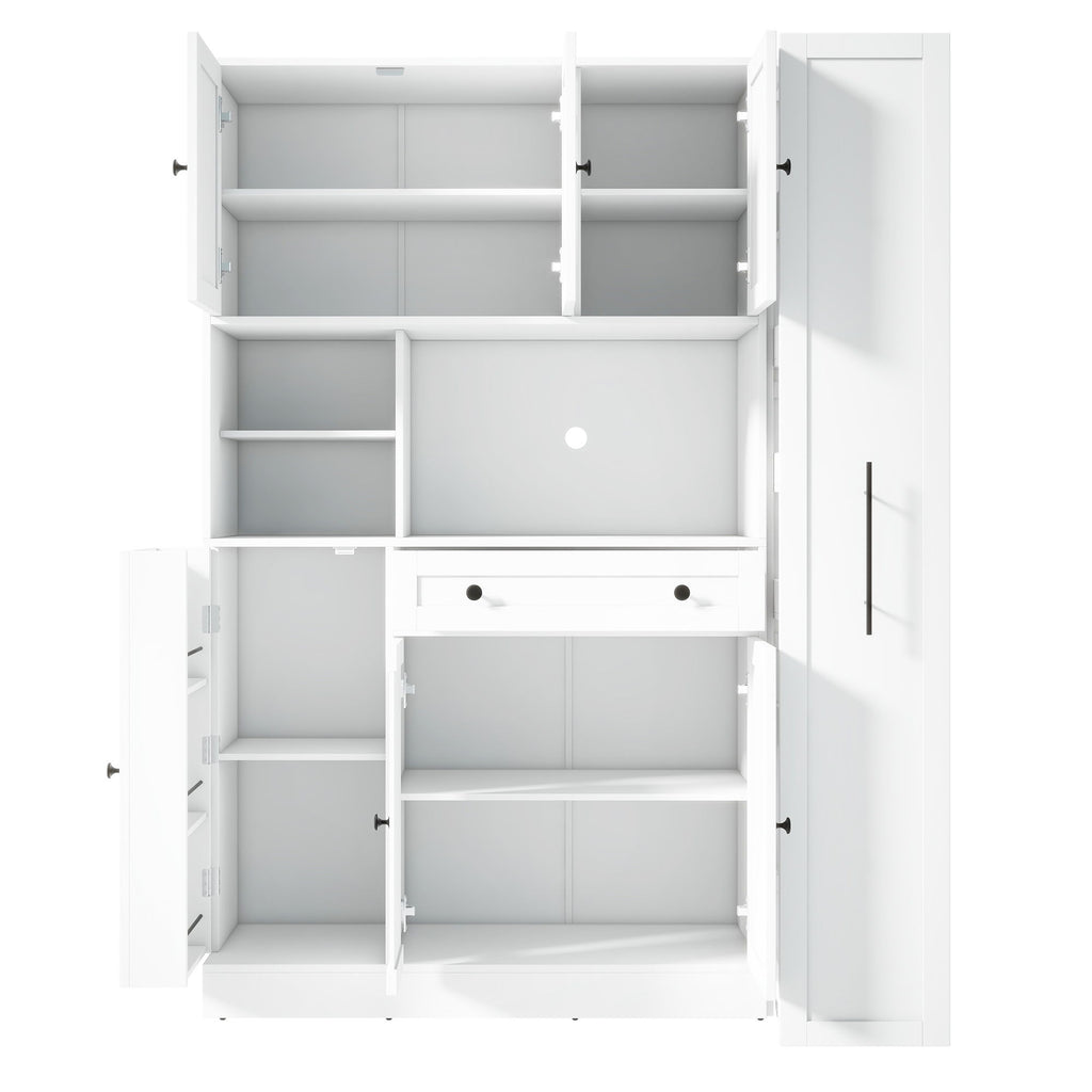 Large Kitchen Pantry Storage Cabinet Cupboard With Pull Out Side Cabinet