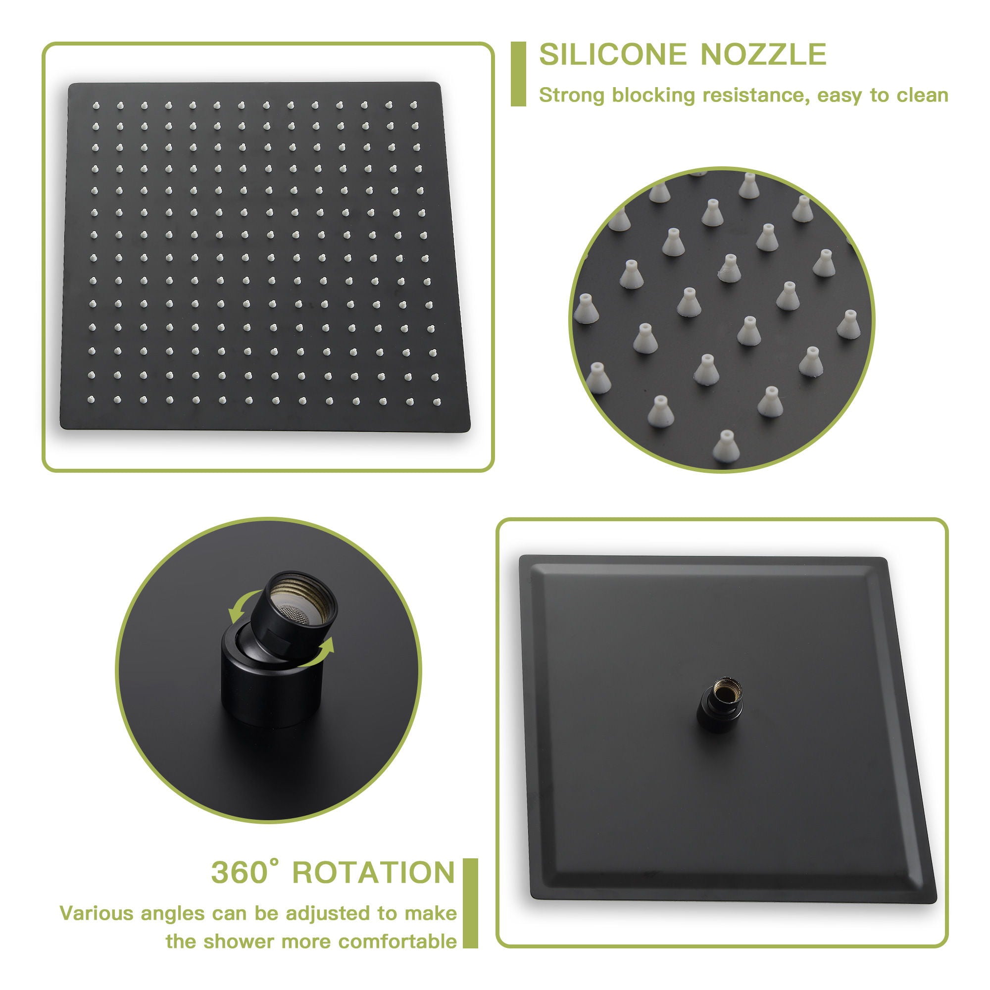 Wall Mounted Square Shower System With Rainfall Tub Spout And Handheld Shower, 10" - Matte Black